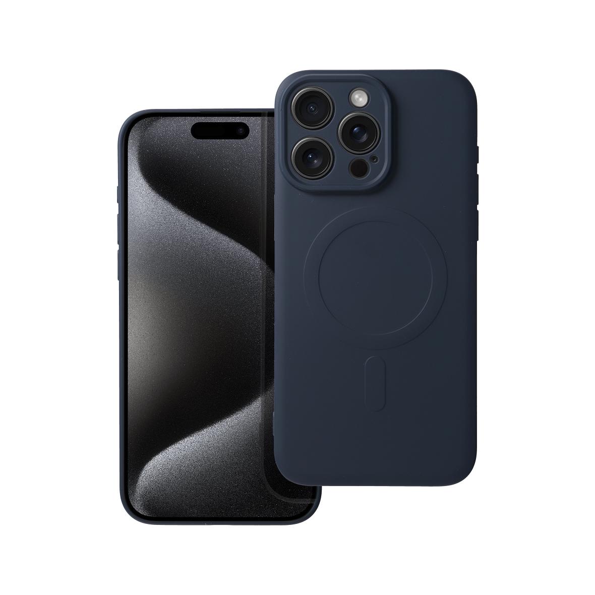 Futerał do iPhone 15 PRO MAX Silicone Mag Cover zgodny z MagSafe tytanowy niebieski
