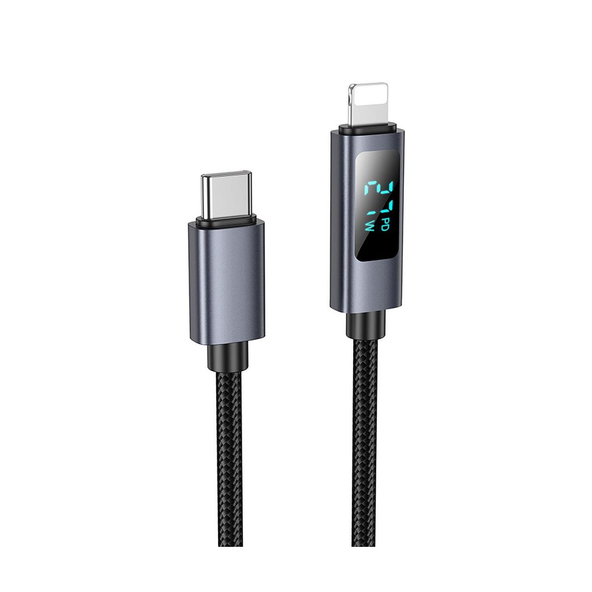 Kabel USB C do Lightning Hoco PD 27W z wyświetlaczem 1 m X112 czarny