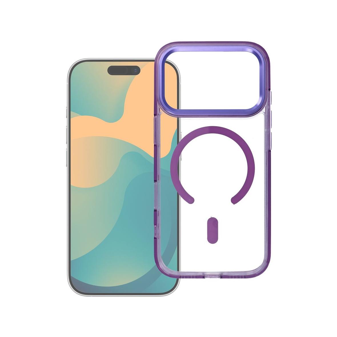 Futerał do Samsung A56 Frame Clear Hybrid Mag Cover zgodny z MagSafe fioletowy