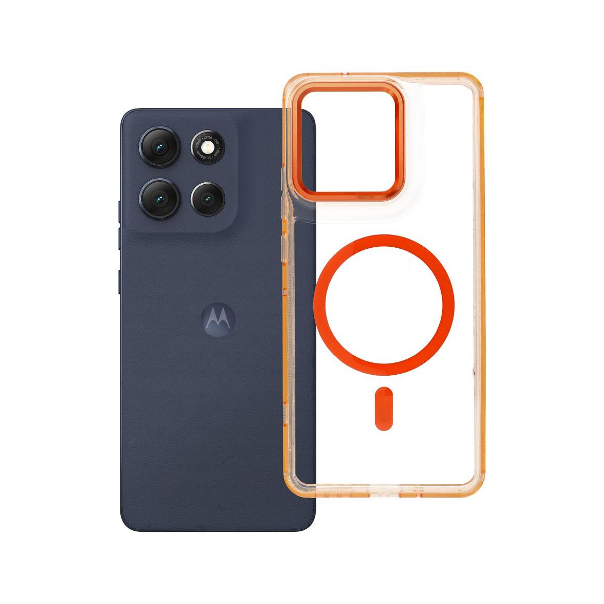 Futerał do Motorola G86 Frame Clear Hybrid Mag Cover zgodny z MagSafe pomarańczowy