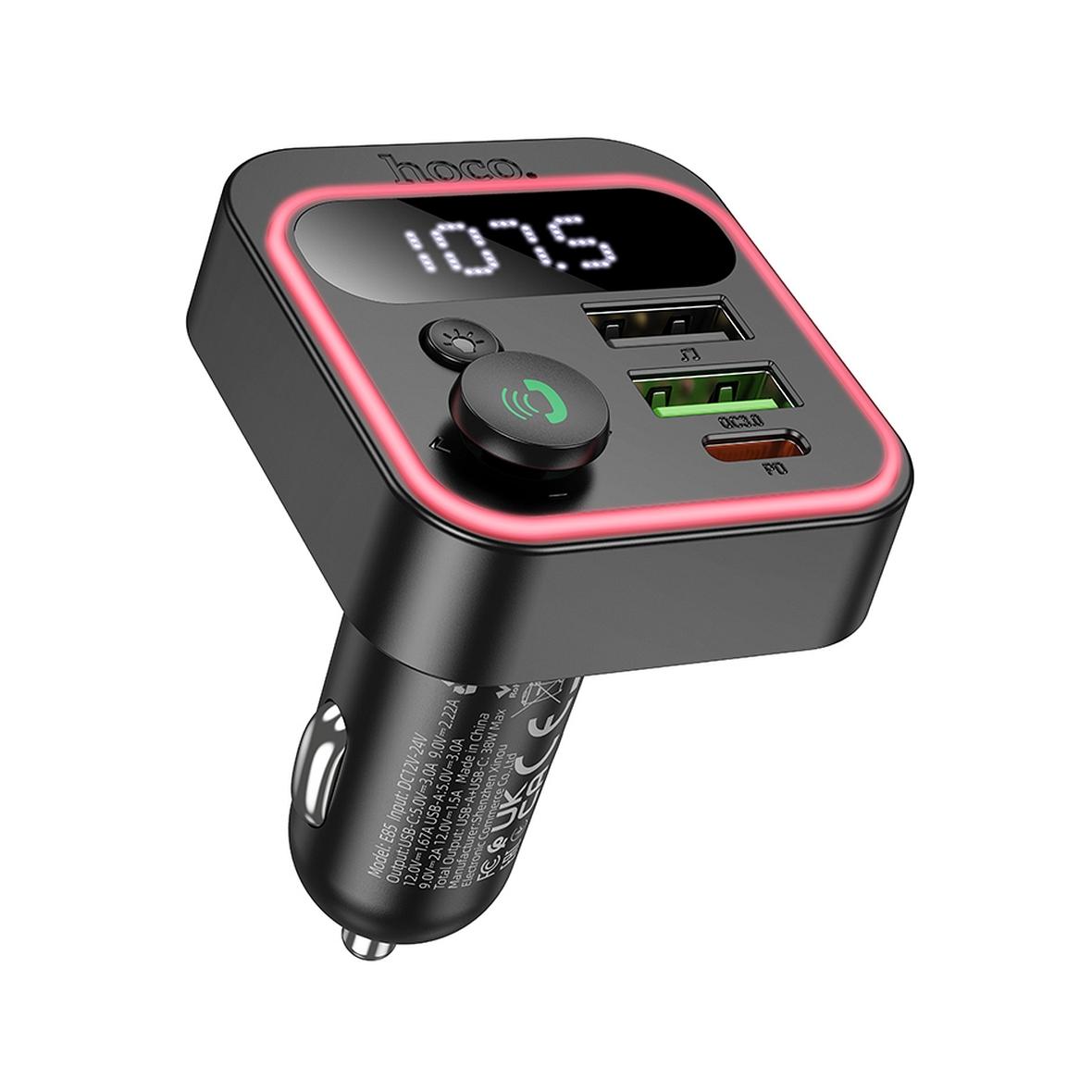 Transmiter samochodowy bluetooth Hoco QC3.0 PD 20W E85 czarny