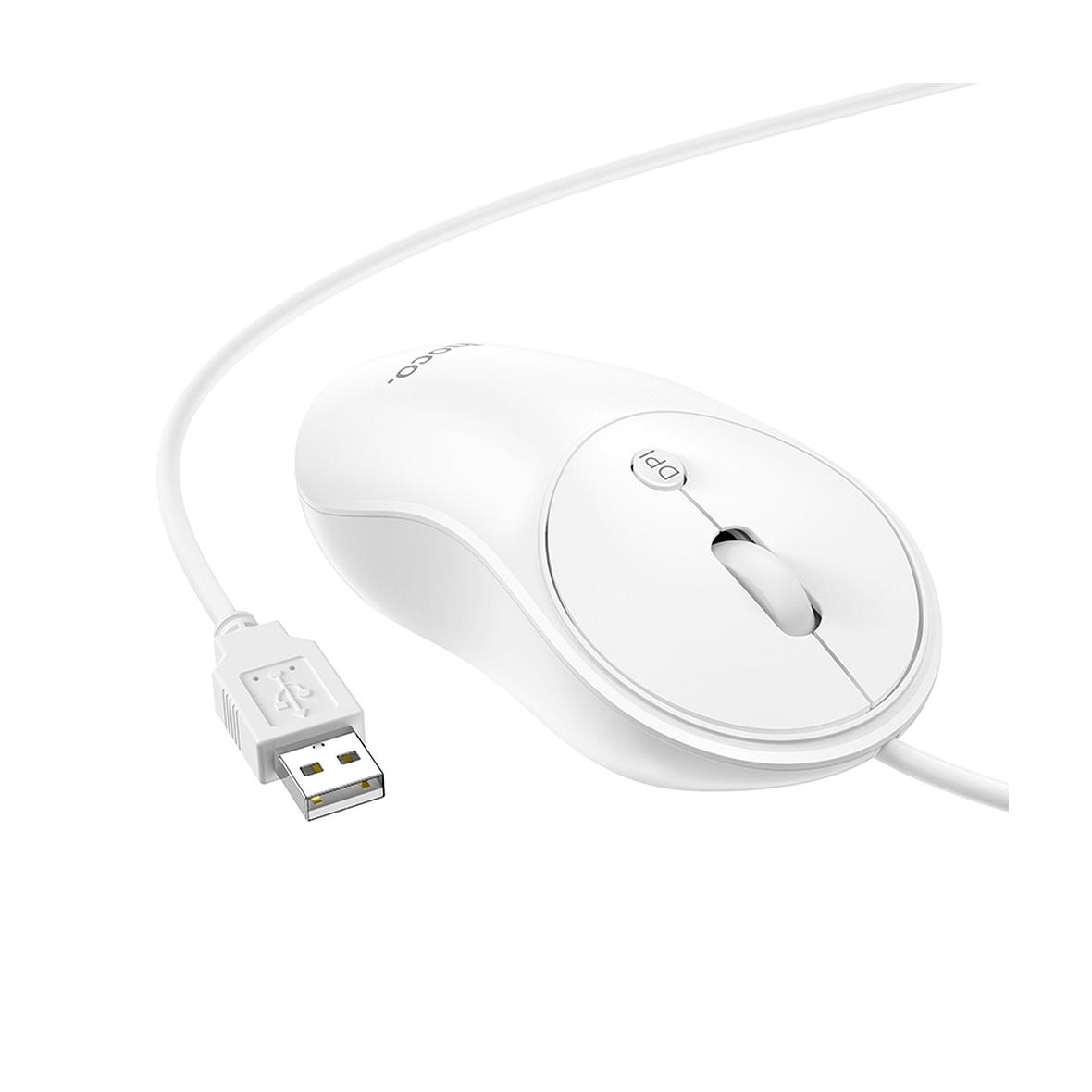 Myszka przewodowa Hoco USB A 1600 dpi GM13 biała