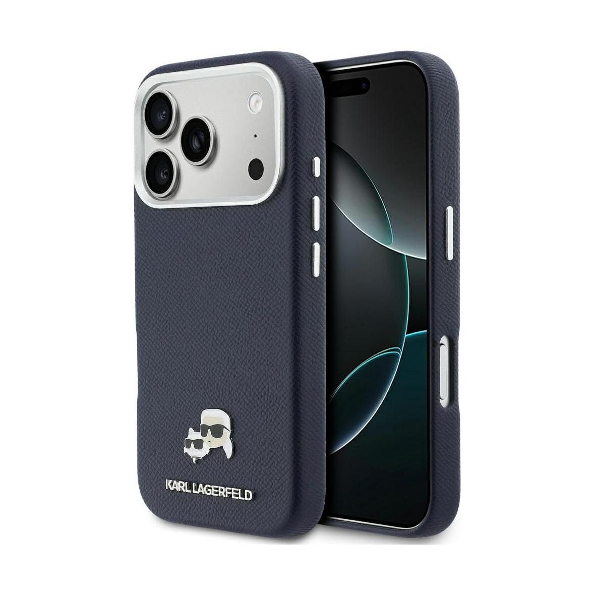 KARL LAGERFELD futerał do IPHONE 17 Pro Max kompatybilny z MagSafe KLHMP17X6PFKCLB (PU FW W/ K&C Head Pin) niebieski