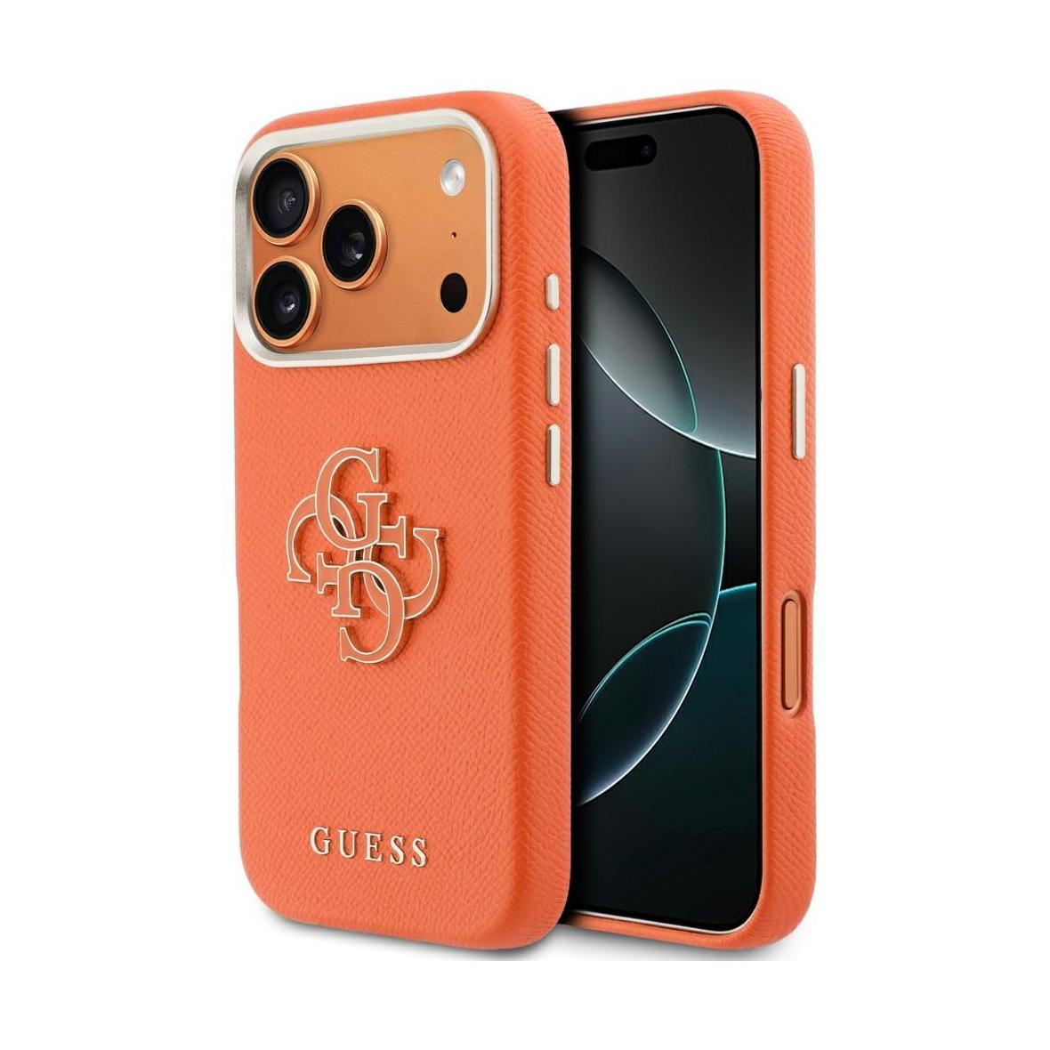 GUESS futerał do IPHONE 17 Pro Max GUHCP17X5PS4RGGO (PU FW Resin Logo) pomarańczowy