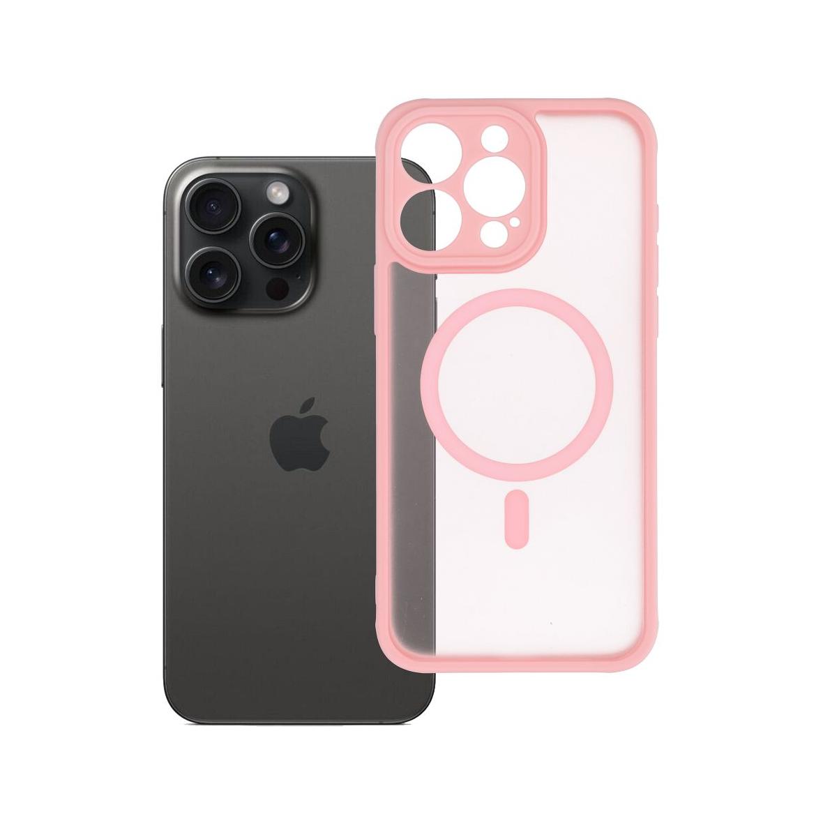 Futerał do iPhone 15 PRO MAX Full Matte Mag Cover zgodny z MagSafe jasnoróżowy