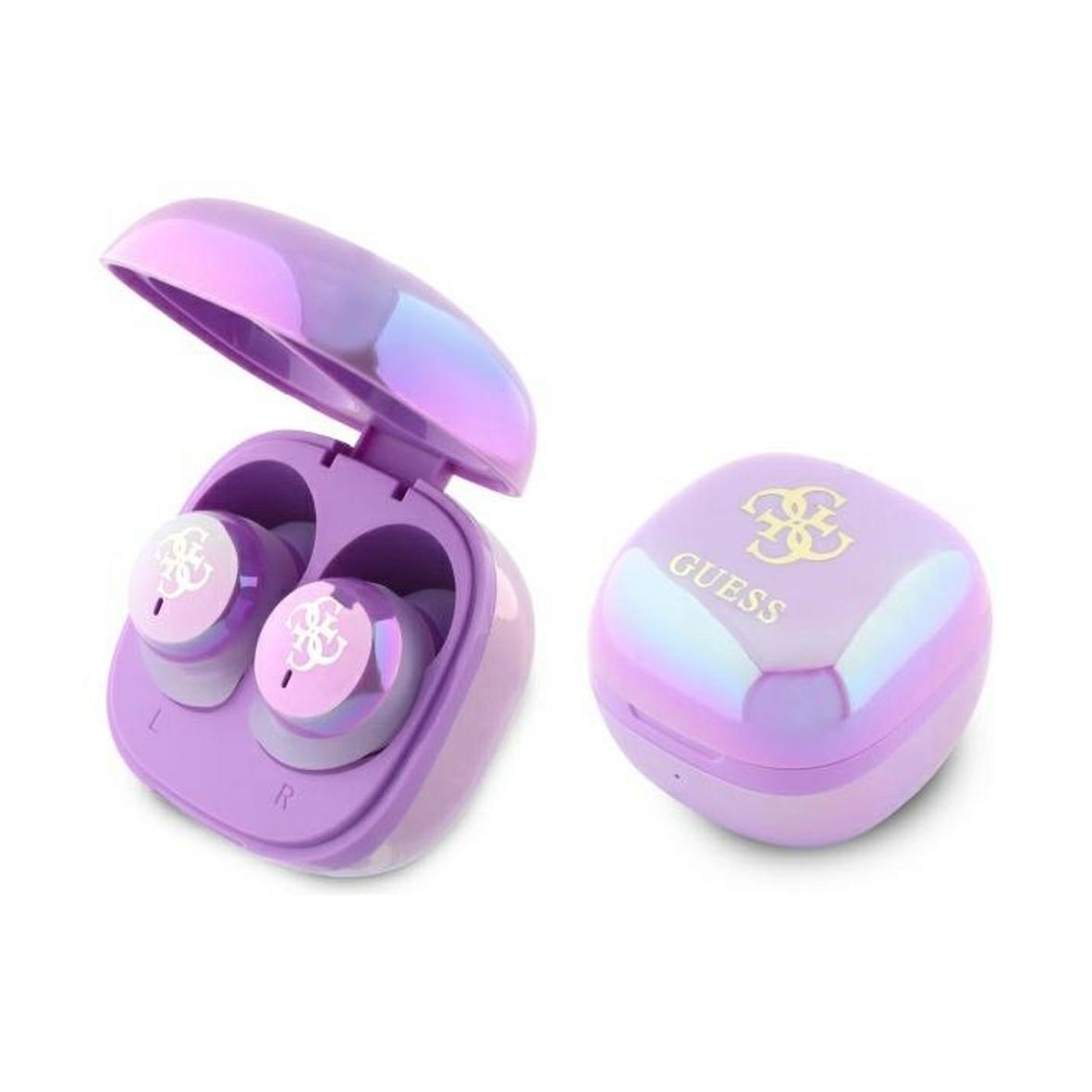 GUESS słuchawki bezprzewodowe bluetooth TWS GUTWSJ144ESU (Mini Iridescent 4G Printed Logo) fioletowe