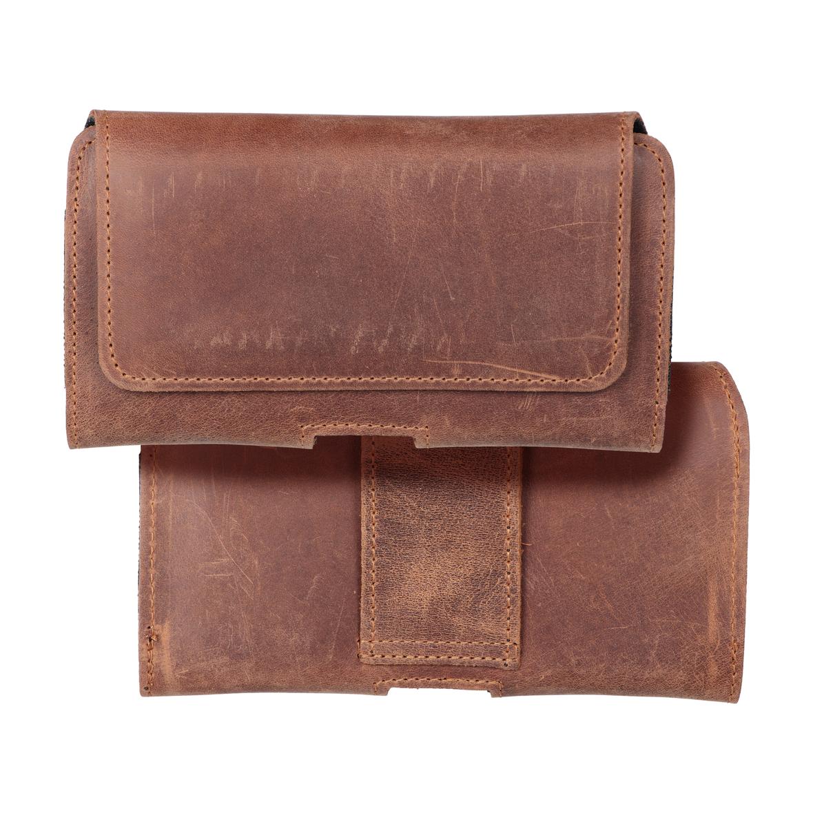 Kabura uniwersalna do paska skórzana ROYAL Crazy Horse pozioma rozmiar M do IPHONE 12 MINI / 13 MINI / SAMSUNG A40 / S8 / XIAOMI 12 / Redmi 5A brązowa