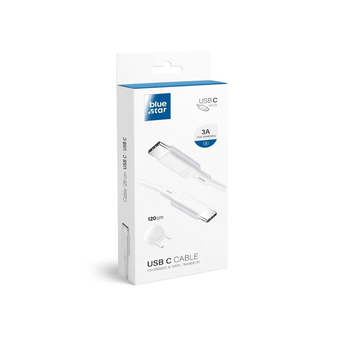 Kabel USB C do USB C Blue Star 3A 1,2 m biały