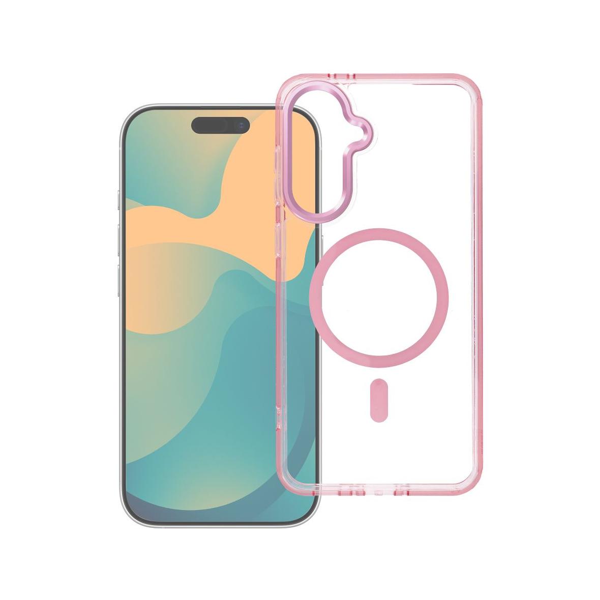 Futerał do Samsung S26 PLUS Frame Clear Hybrid Mag Cover zgodny z MagSafe pudrowy róż