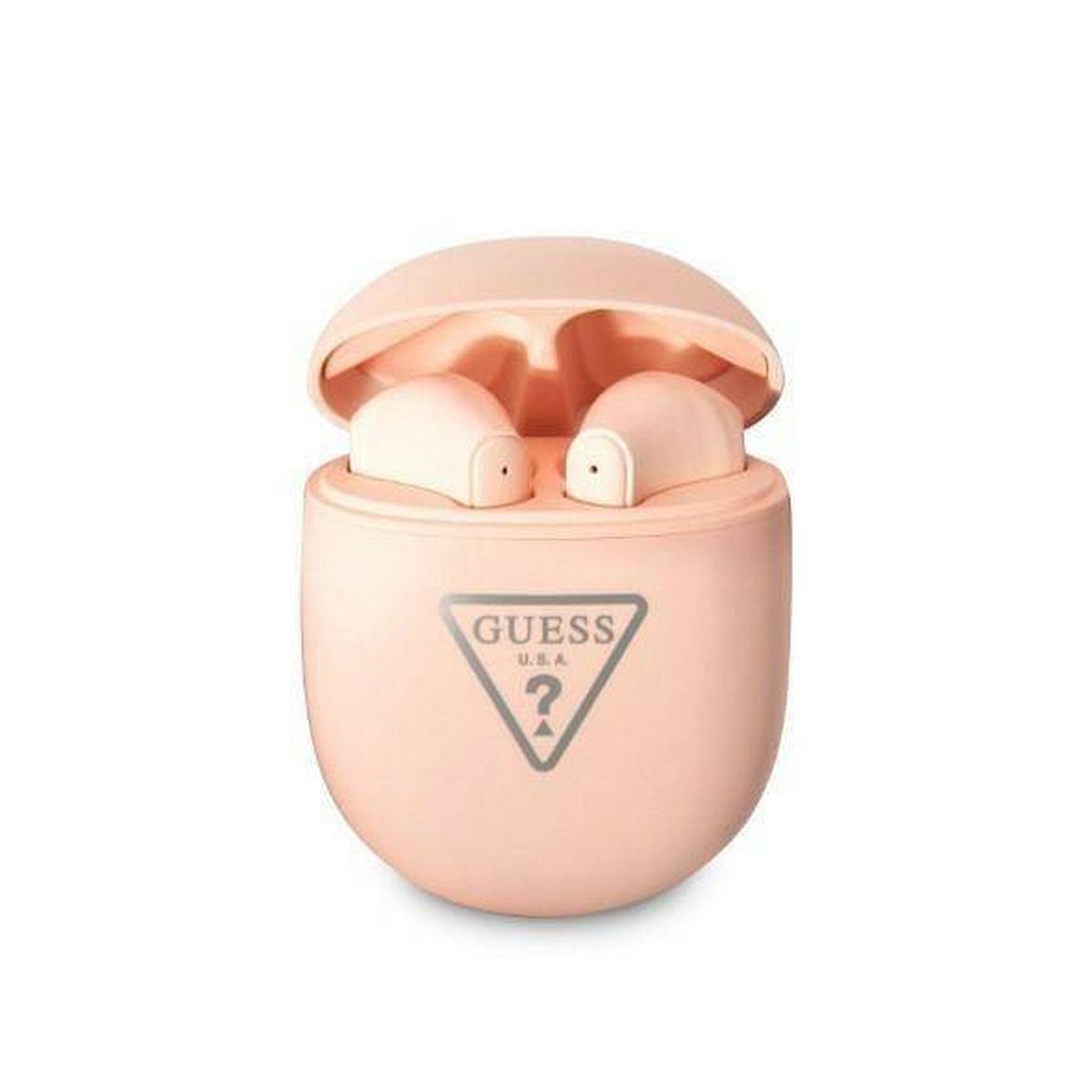 GUESS słuchawki bezprzewodowe bluetooth TWS + stacja dokująca GUTWST82TRP (Triangle Logo) różowe