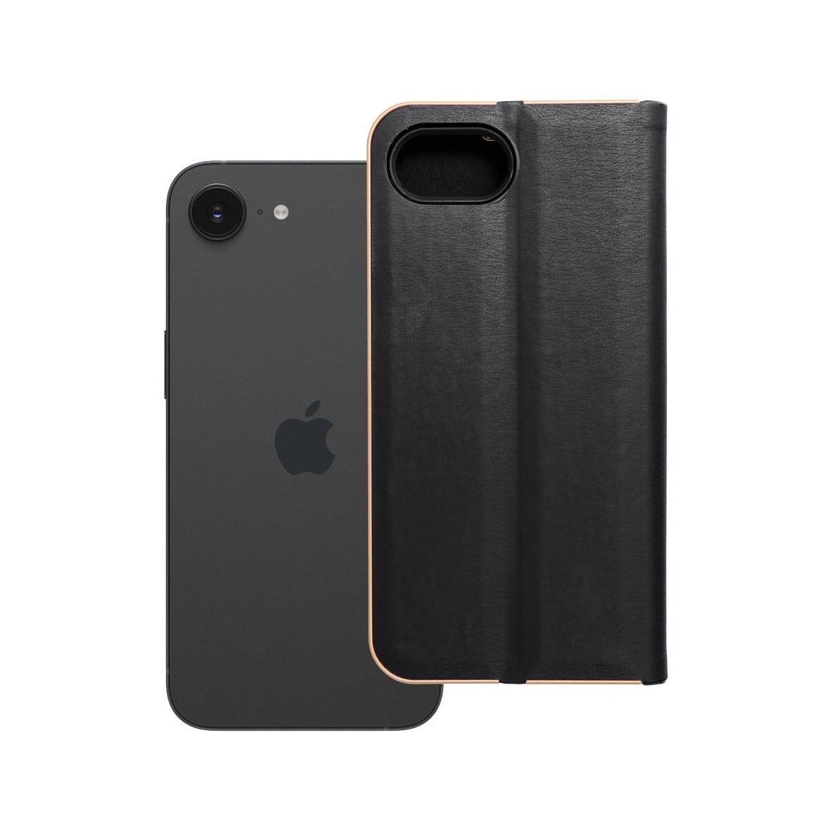 Etui z klapką na iPhone 16e (SE 4 2025) Luna Book Gold czarne