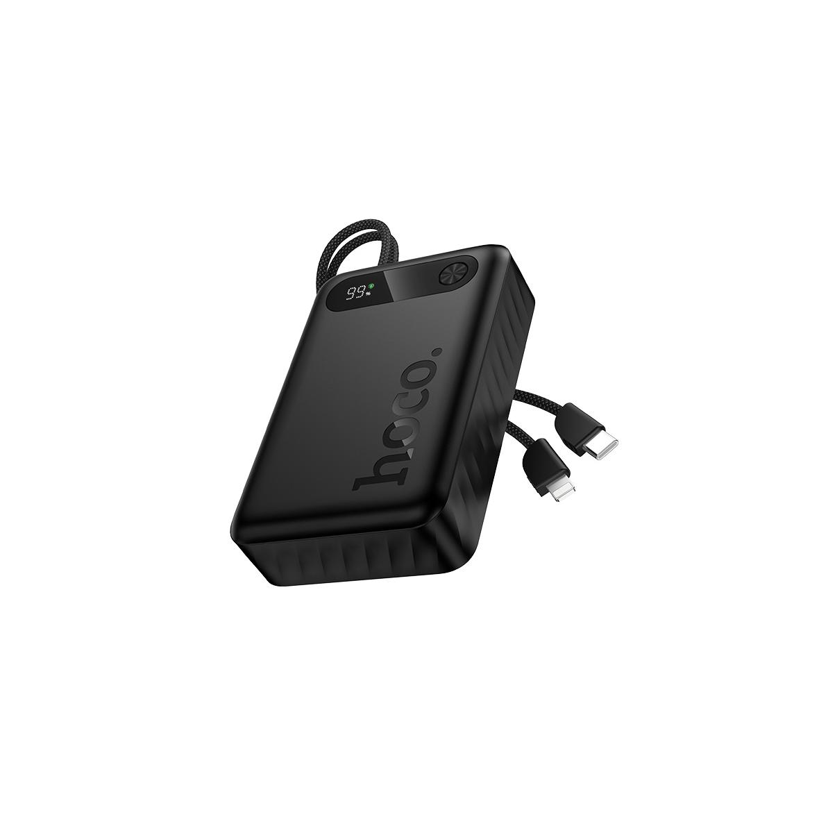 Powerbank Hoco 20000 mAh QC PD 2A 22,5W z wbudowanymi kablami USB C + Lightning J171A czarny
