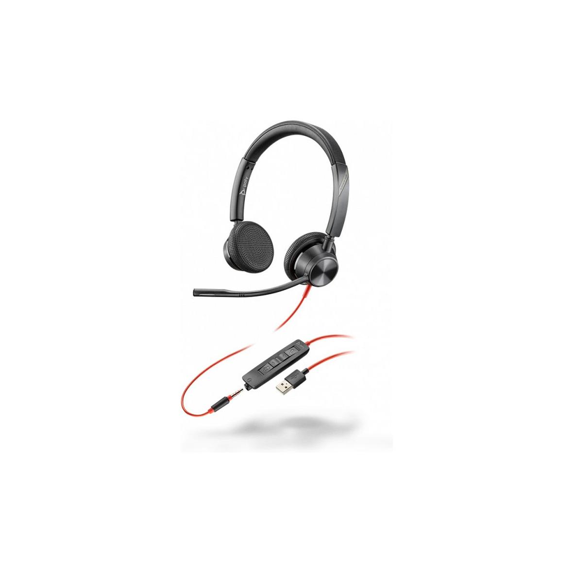 Słuchawki przewodowe nauszne Jack 3,5 mm / USB A Poly Blackwire C3215 czarne