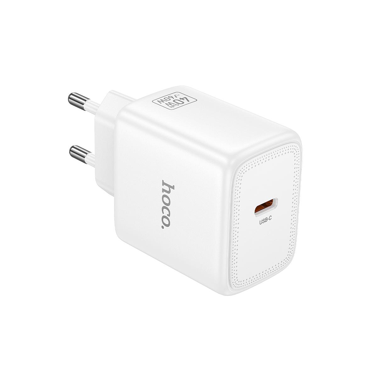 Ładowarka sieciowa GaN do telefonu Hoco USB C PD AVS 40W max 60W N83 biała