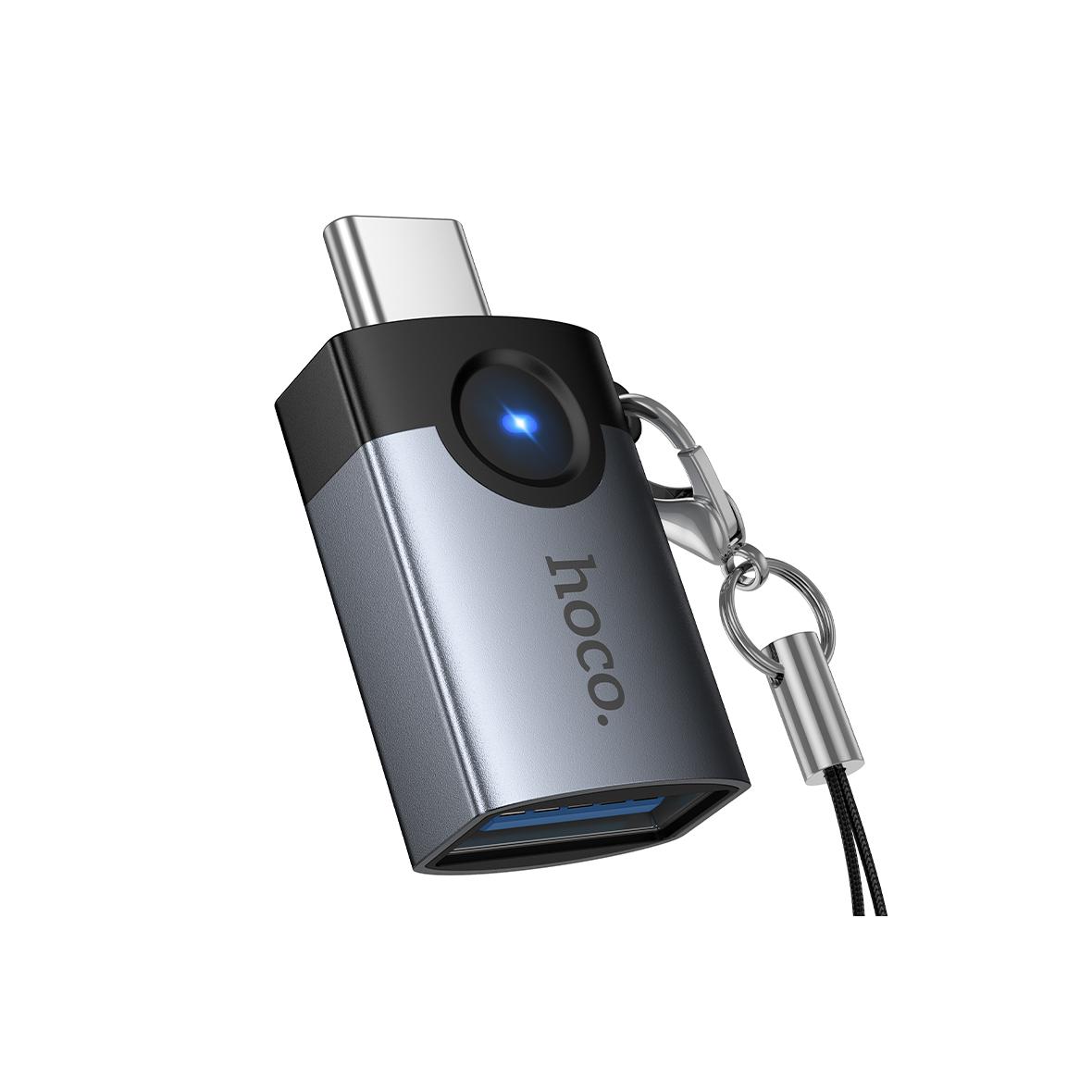 Adapter OTG USB C do USB A Hoco 3A UA46C grafitowy