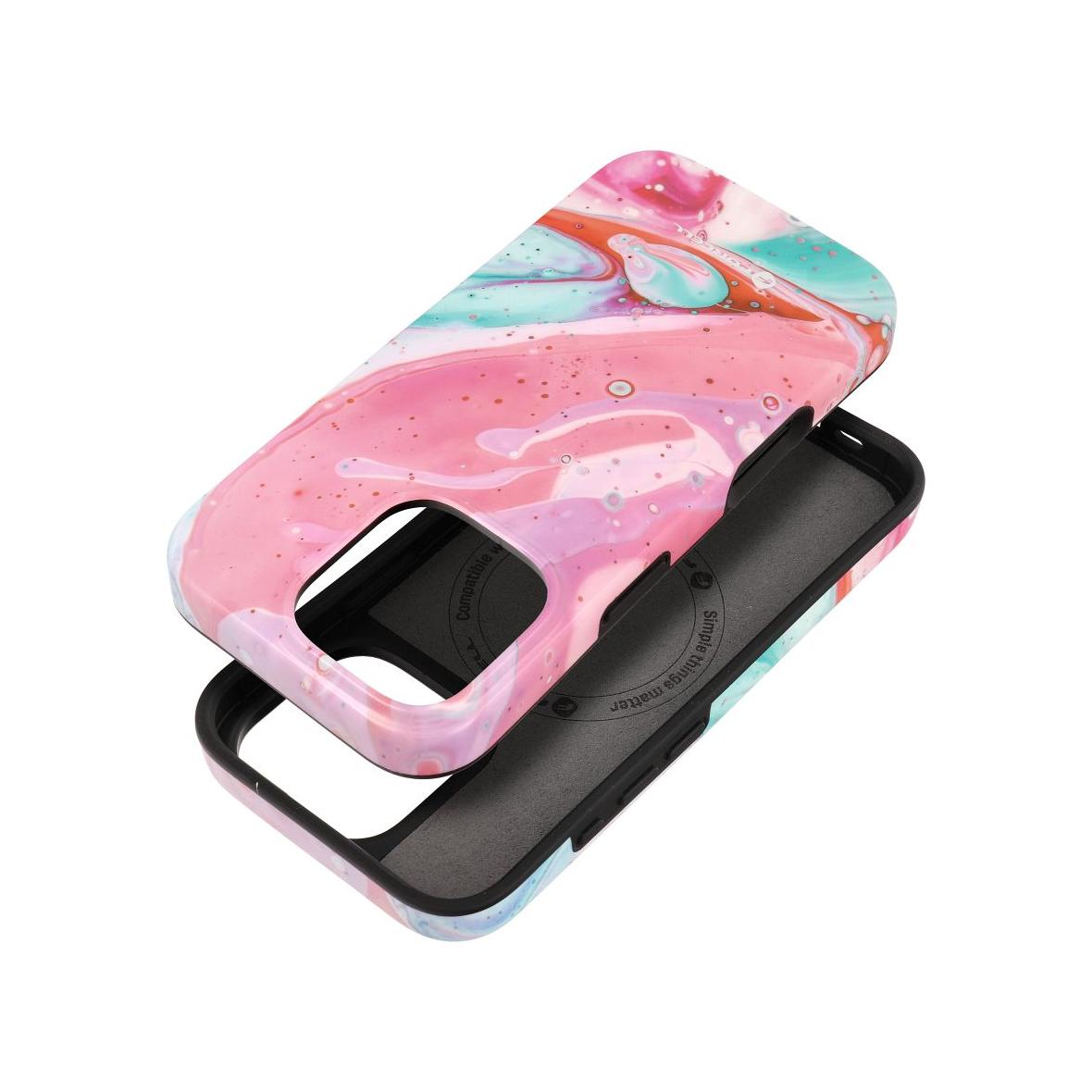Etui na iPhone 16 PRO Forcell F-Protect Mirage zgodny z MagSafe Military Drop-Test pink marble
