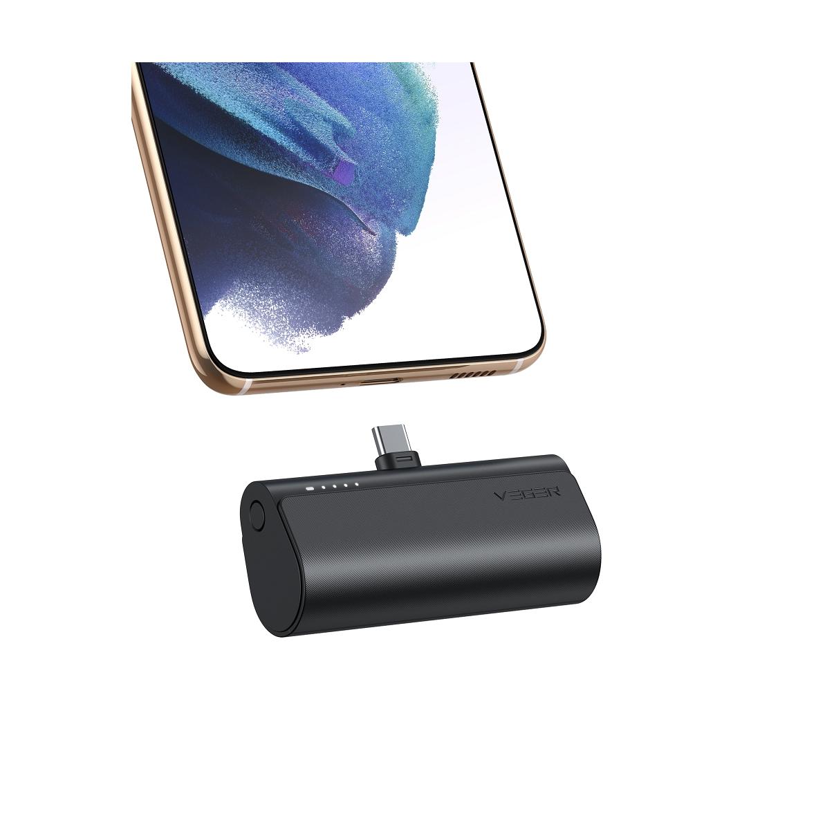 Powerbank Veger PlugOn (W0556/V0556) PD QC3.0 3A 20W 5000 mAh z wbudowanym złączem Typ C czarny