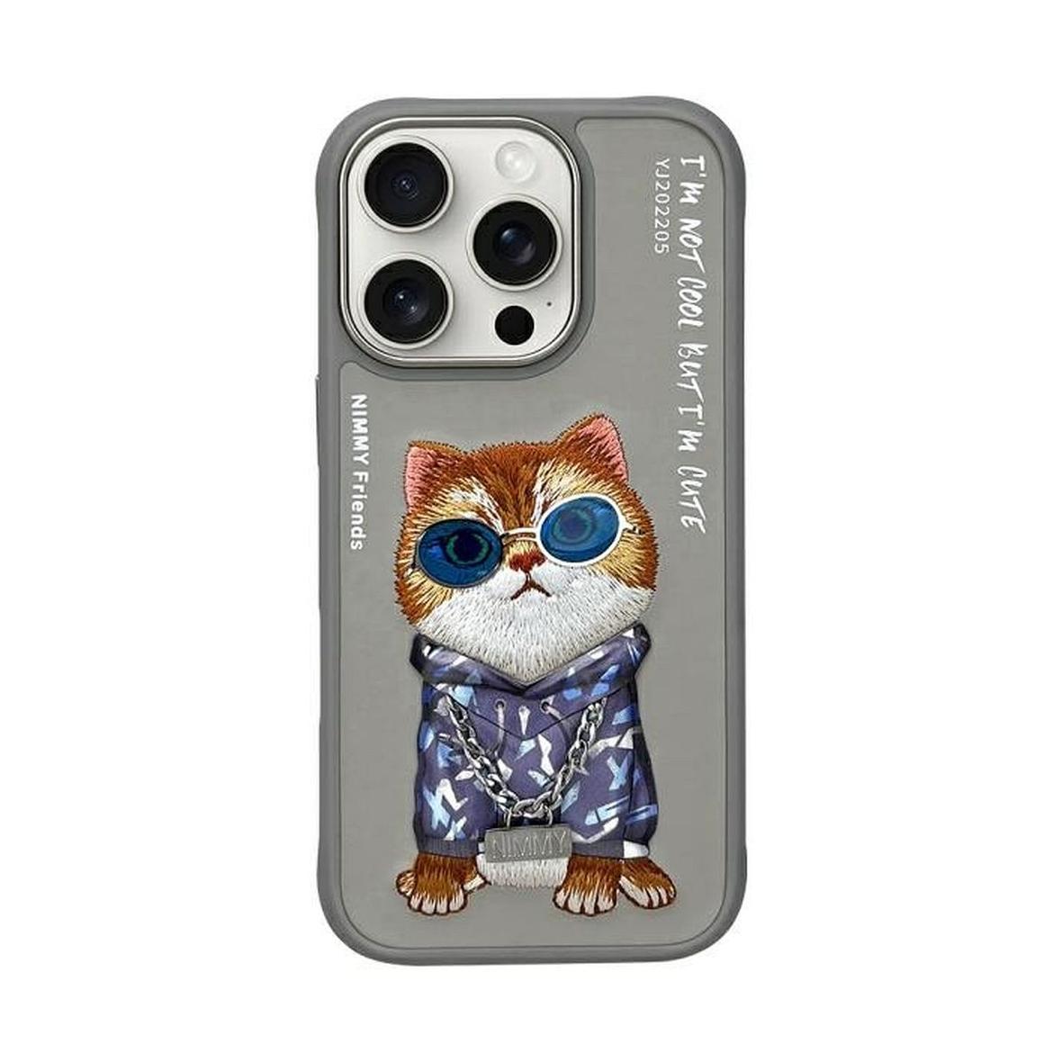 NIMMY futerał GLASSES COOL CAT do IPHONE 16 Pro szary
