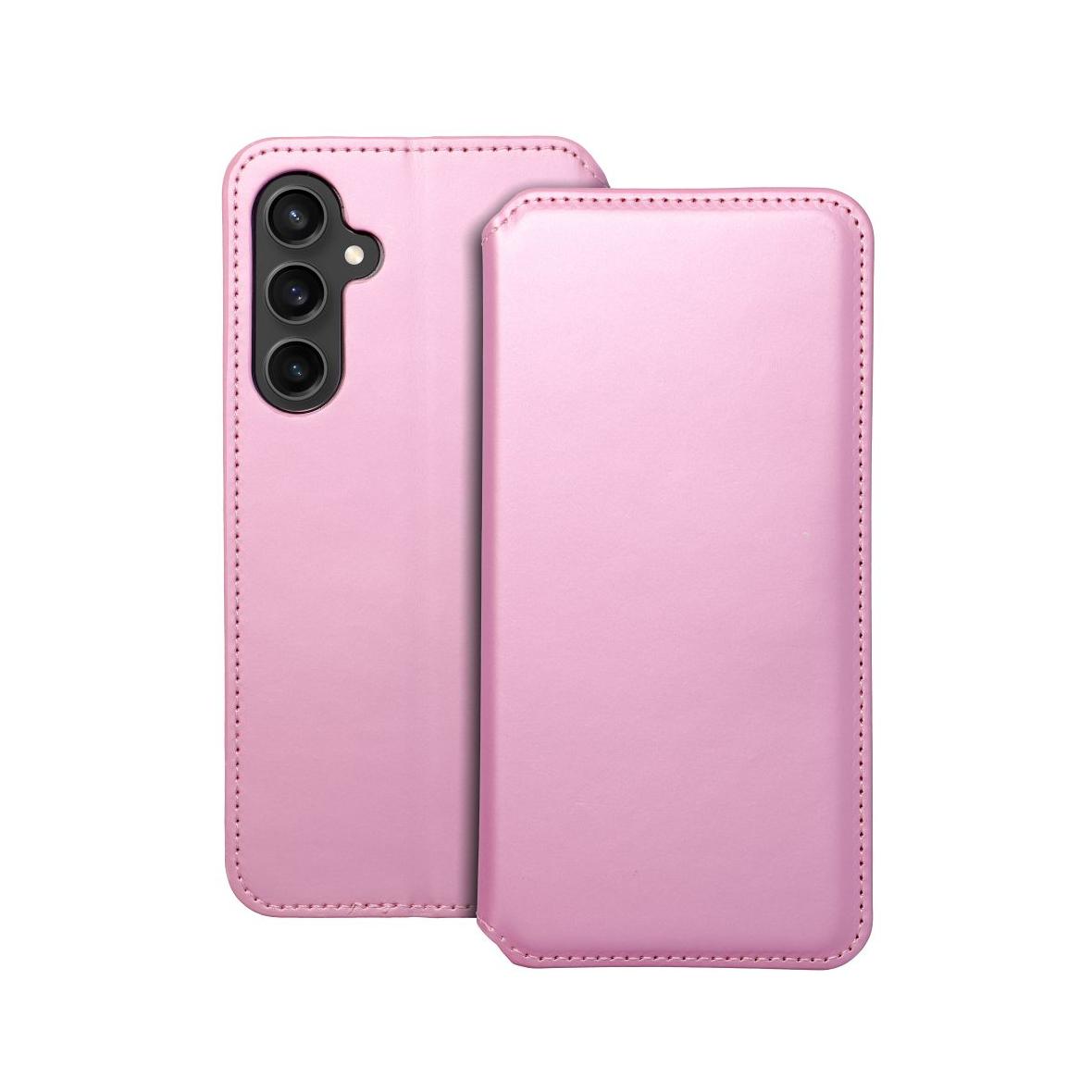 Etui z klapką na Samsung S23 FE Dual Pocket Book jasnoróżowe