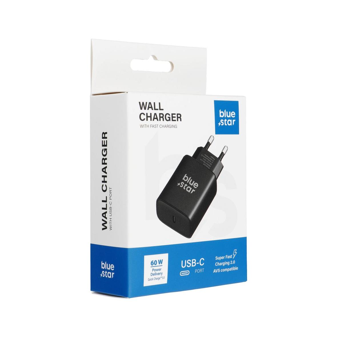 Ładowarka sieciowa do telefonu Blue Star USB C AVS (iPhone 17Pro/Pro Max) SFC2.0 3A 60W TFB-AVS-60W czarna