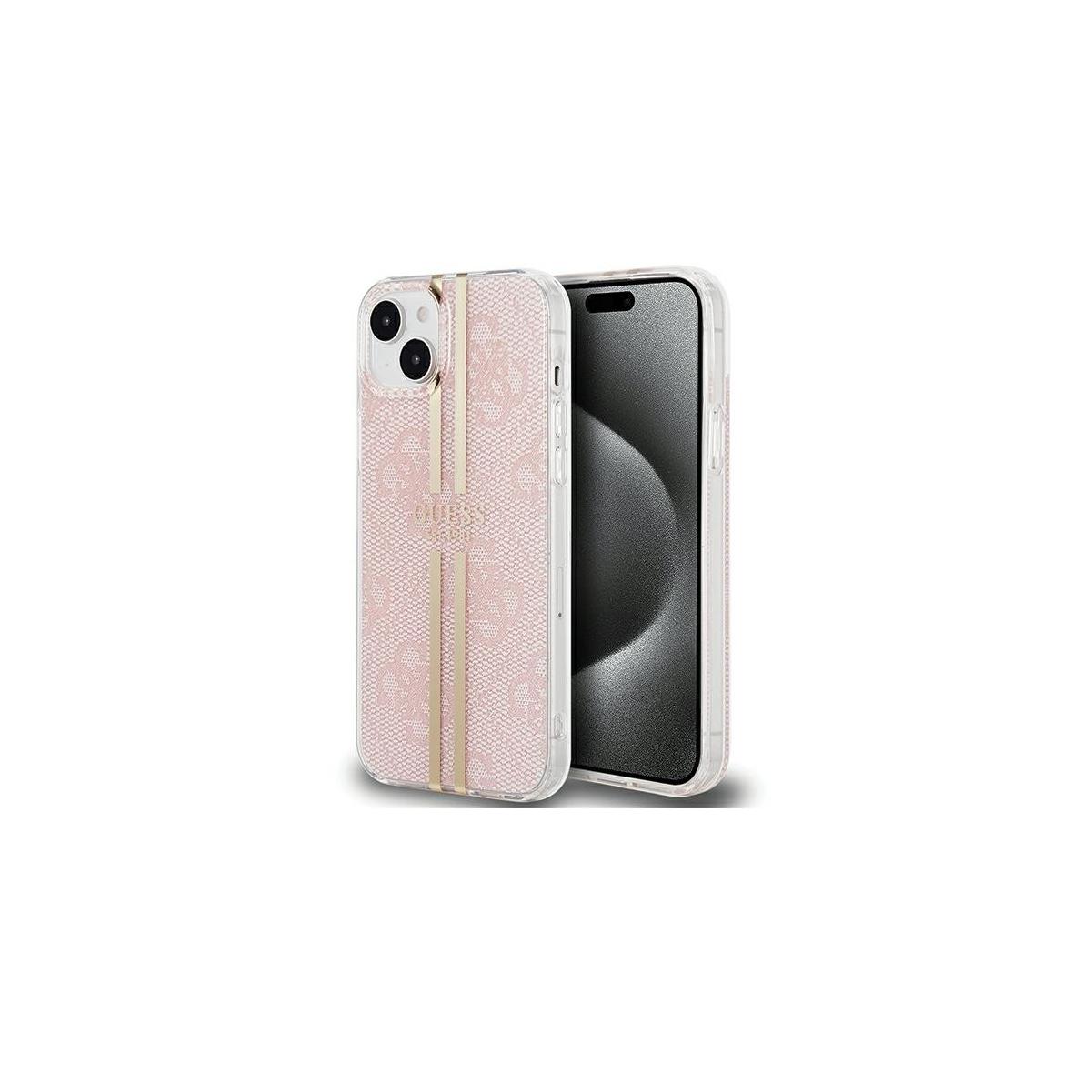 GUESS futerał do IPHONE 15 GUHCP15SH4PSEGP (4G Gold Stripe) różowy