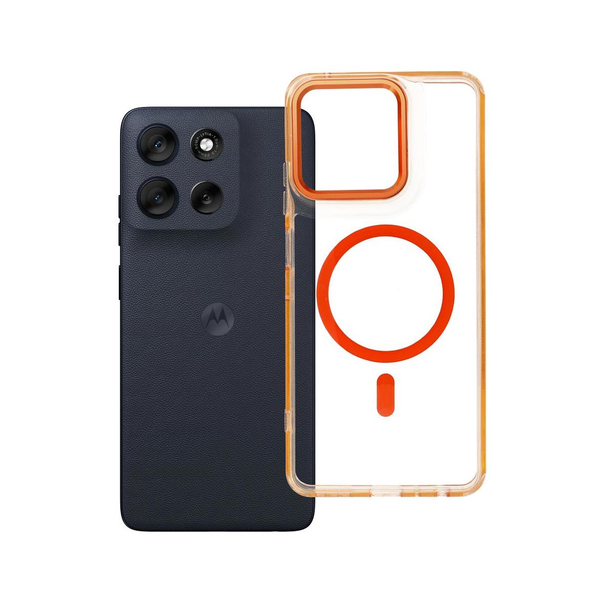 Futerał do Motorola G56 Frame Clear Hybrid Mag Cover zgodny z MagSafe pomarańczowy