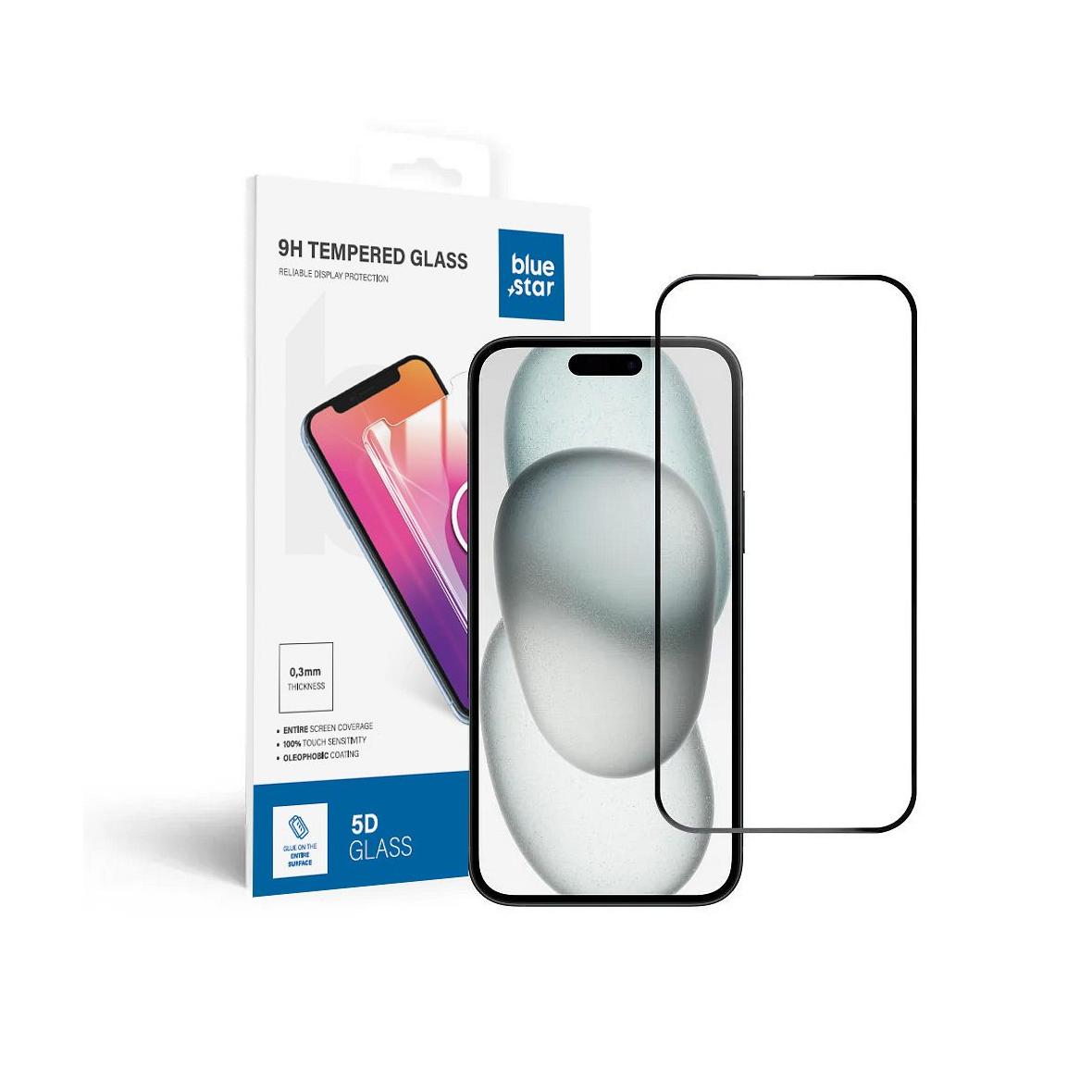 Szkło hartowane do iPhone 15 PLUS /16 PLUS (full glue) Blue Star 5D czarne