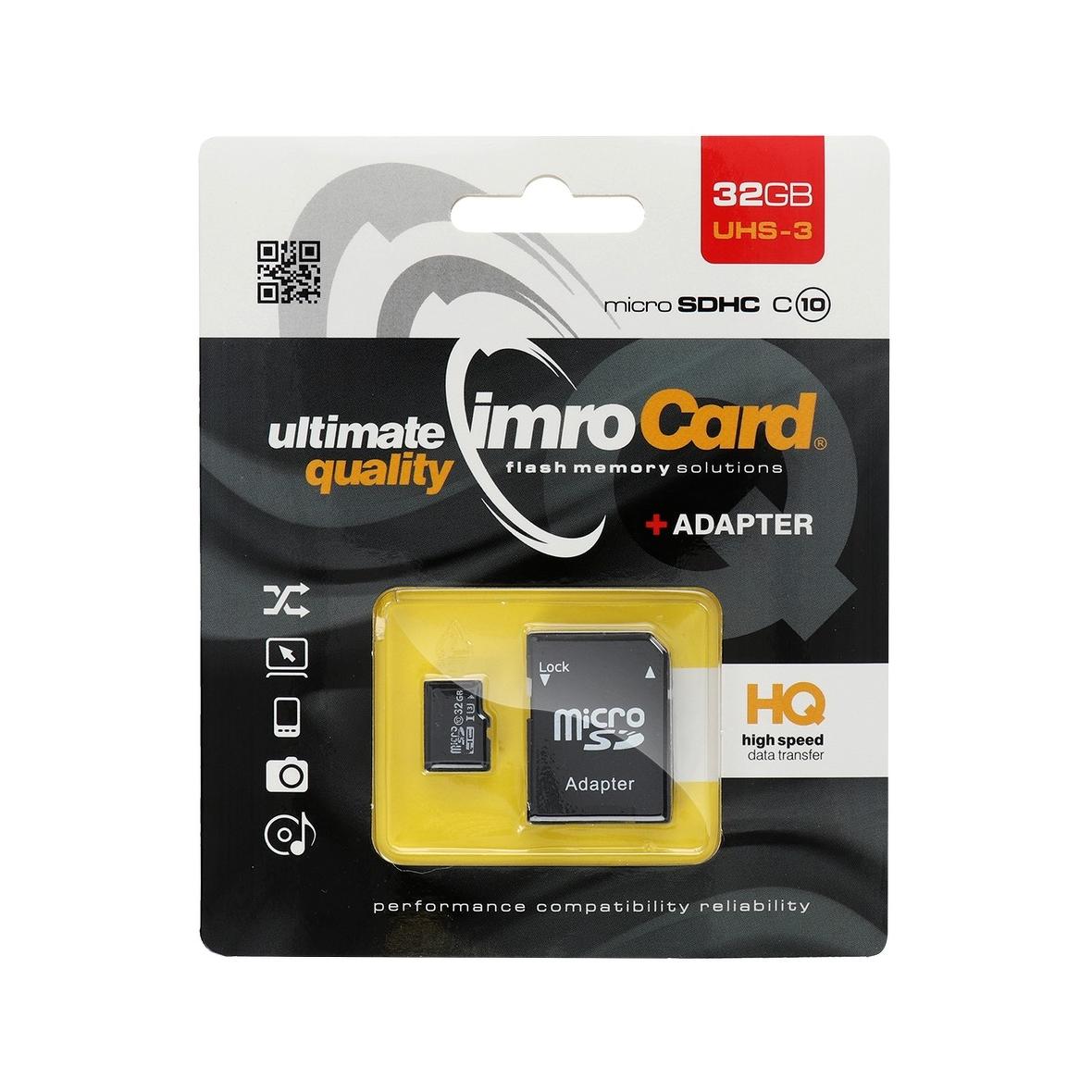 IMRO karta pamięci microSD 32GB 100MB/s class 10 UHS 3 z adapterem SD