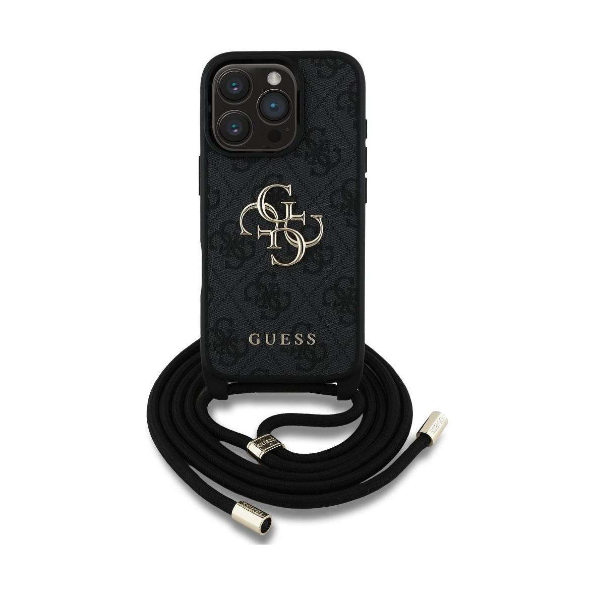GUESS futerał do IPHONE 16 Pro GUHCP16LP4GMGCRK (CBDY PU 4G Big Logo W/Cord Strap) czarny