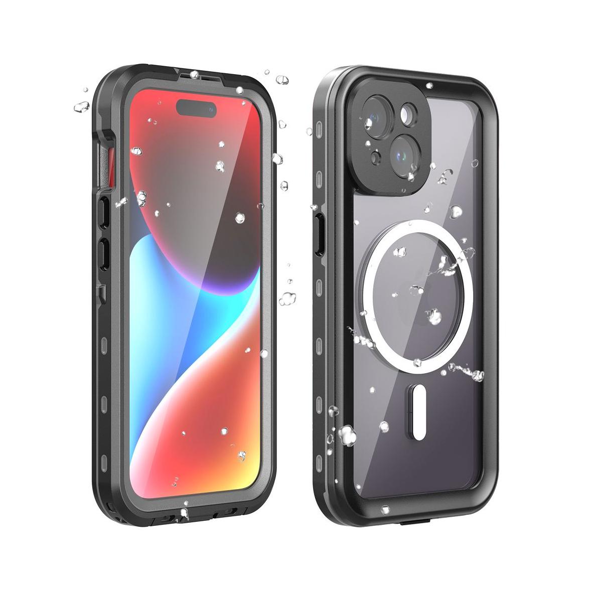 Futerał do iPhone 15 wodoodporny Shellbox DOT zgodny z MagSafe czarny