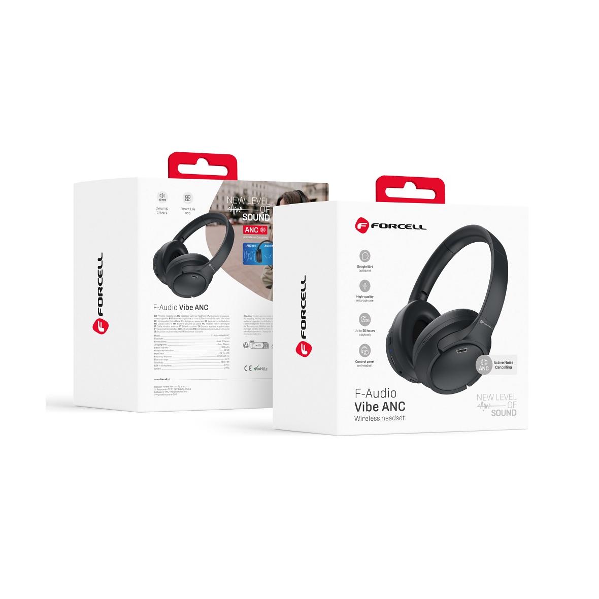 Słuchawki bezprzewodowe nauszne Forcell F-Audio Vibe ANC + ENC + TUYA APP czarne