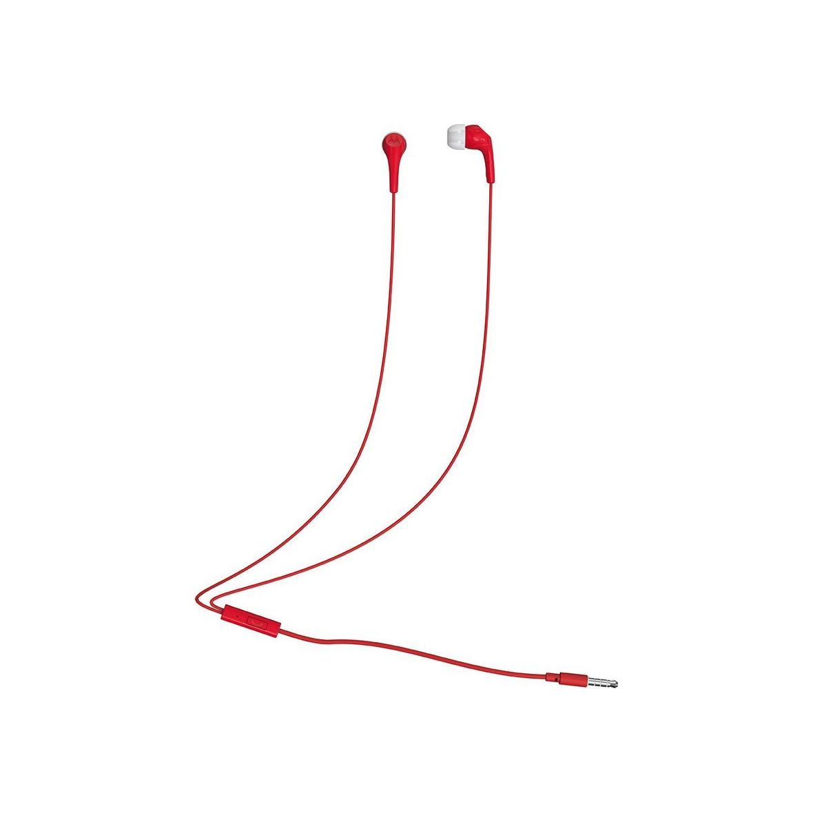 Słuchawki przewodowe douszne z mikrofonem MOTOROLA Ear Buds 2-s czerwone