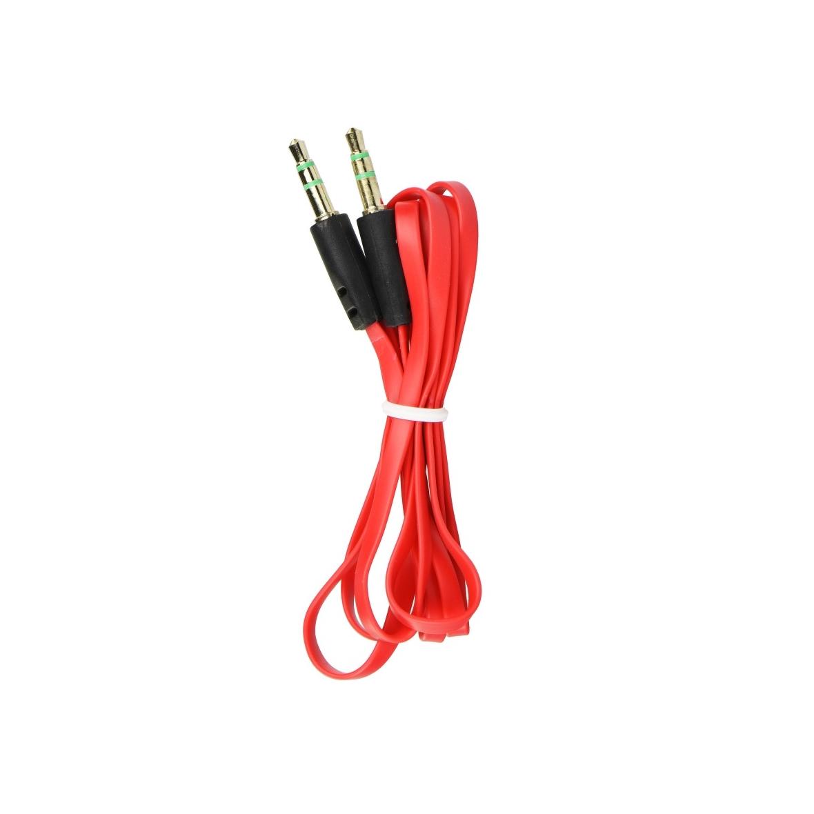 Kabel AUX Jack 3,5 mm (męski) do Jack 3,5 mm (męski) płaski 1 m czerwony
