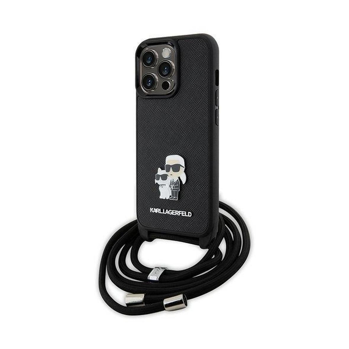 KARL LAGERFELD futerał do IPHONE 13 Pro KLHCP13LSAKCPSK (Saffiano KC Metal PIN Crossbody) czarny