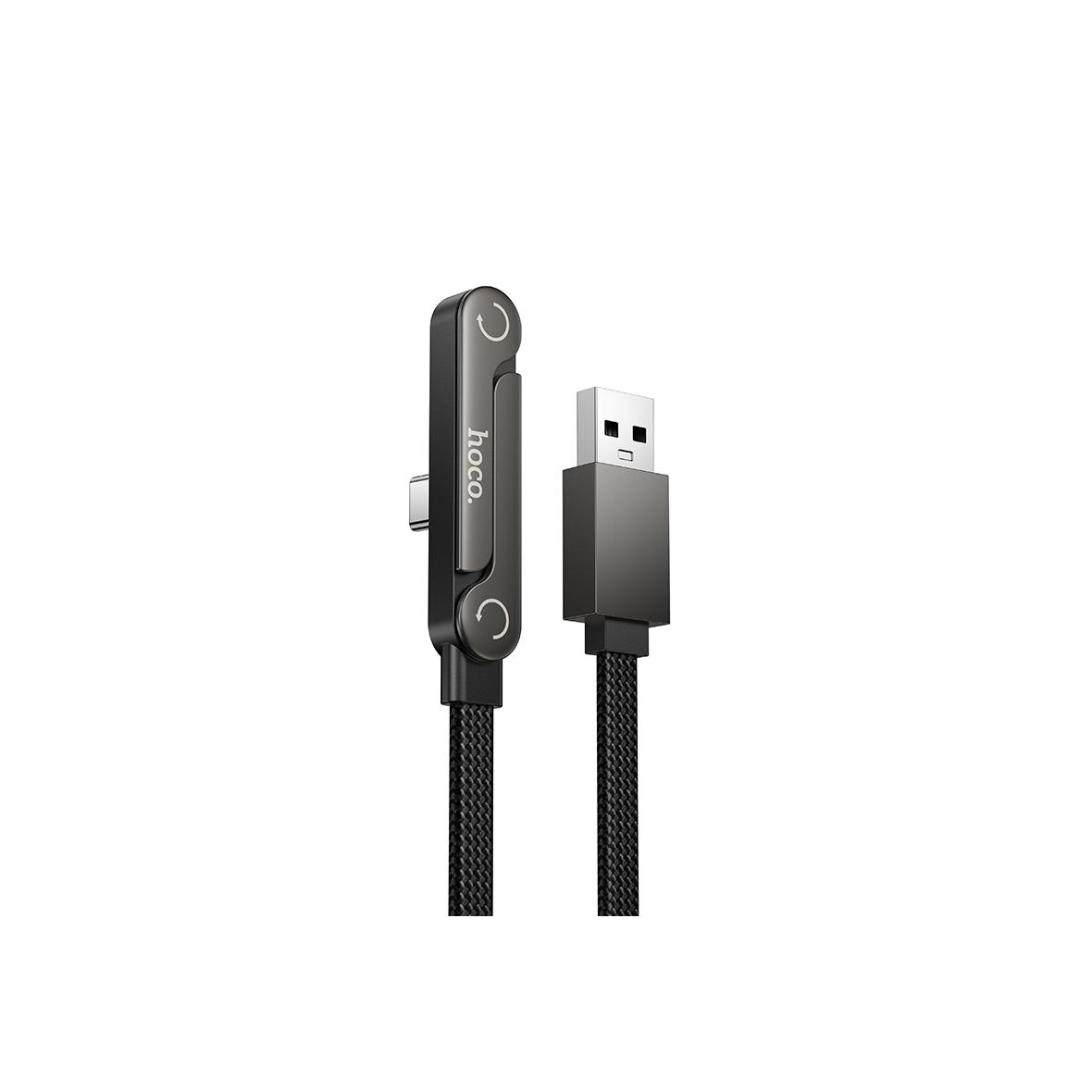 Kabel z podstawką USB A do USB C Hoco 3A 1,2 m U150 Exquisite czarny