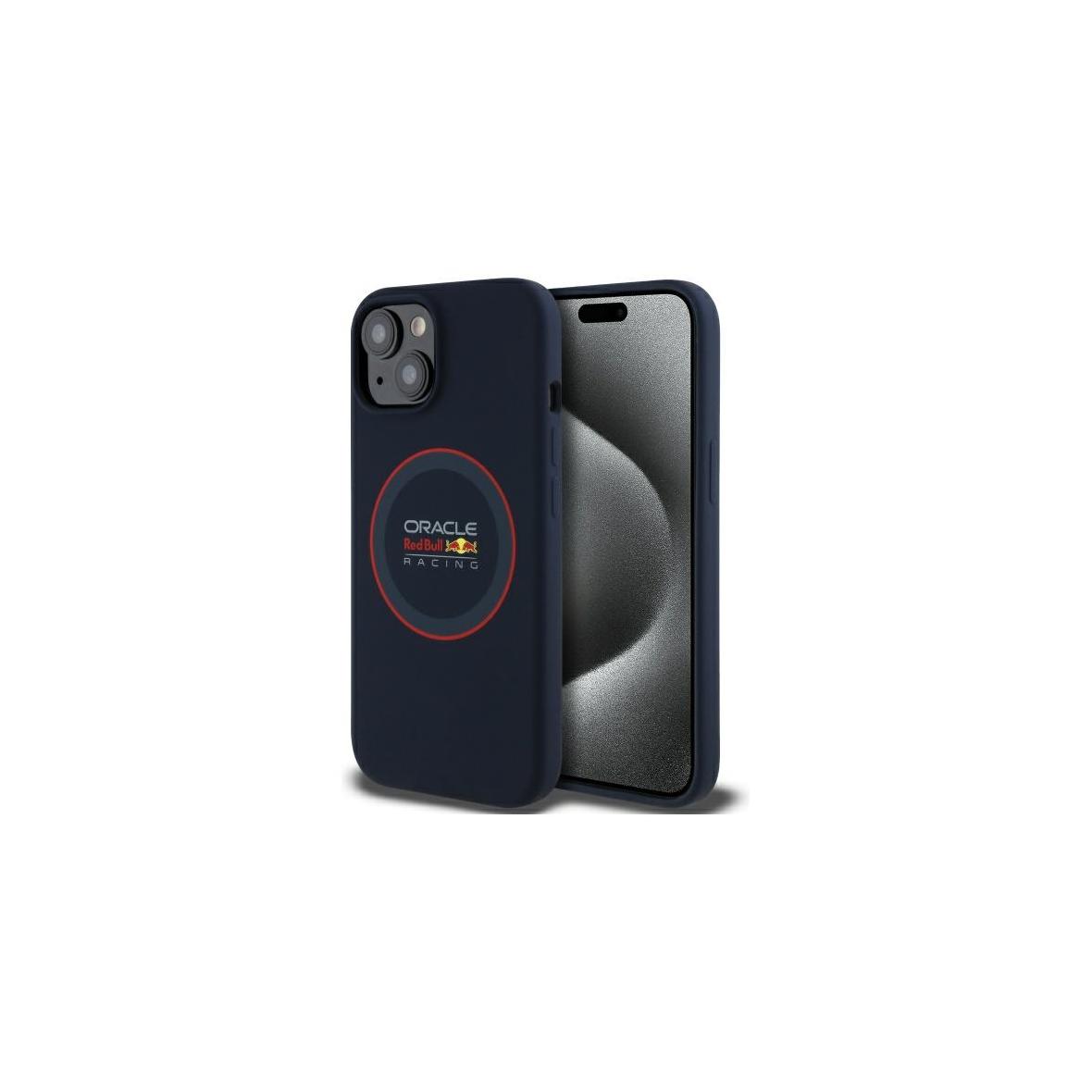 RED BULL futerał do IPHONE 14 kompatybilny z MagSafe RBHMP14S24SIILVR (Silicone red Ring) navy