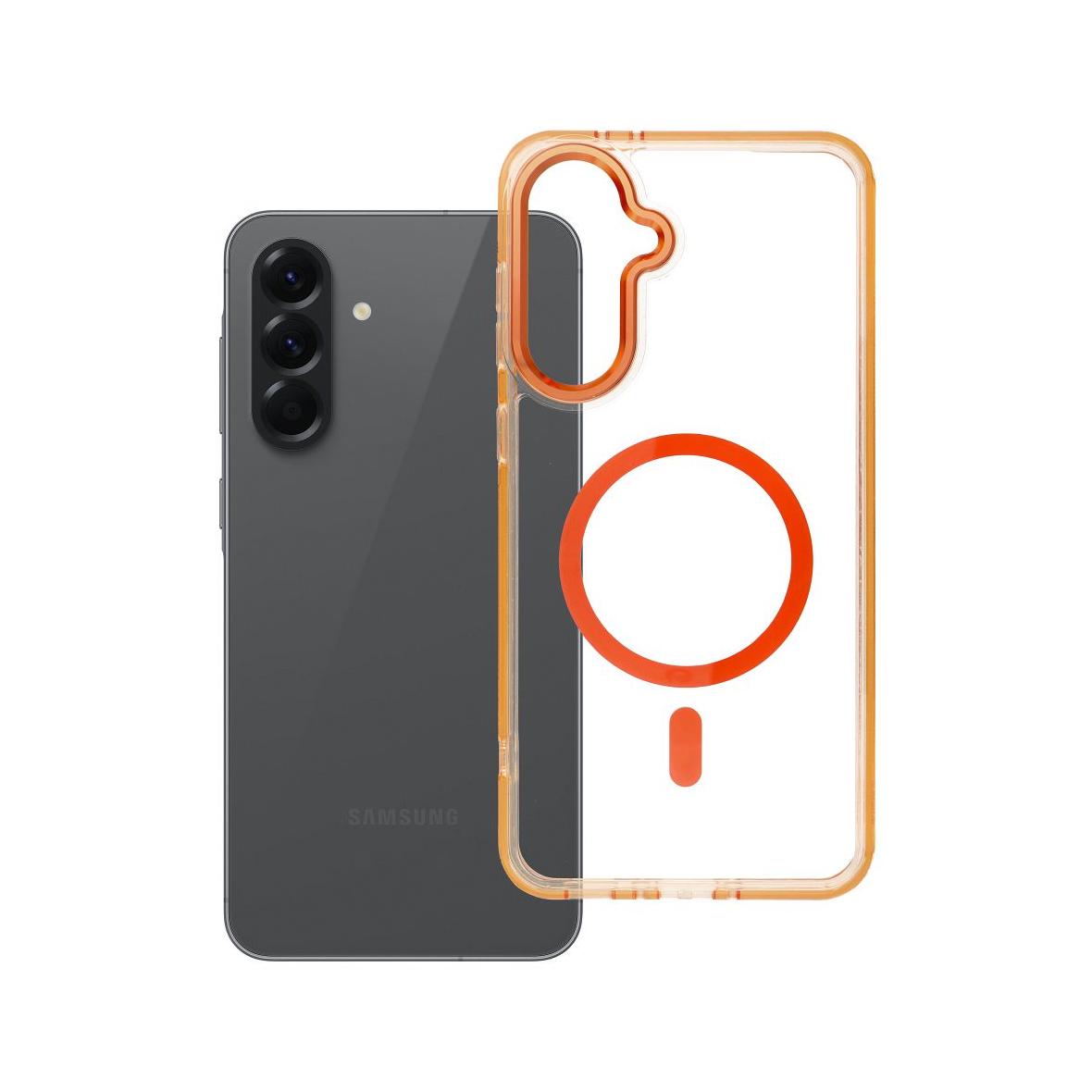 Futerał do Samsung A56 Frame Clear Hybrid Mag Cover zgodny z MagSafe pomarańczowy