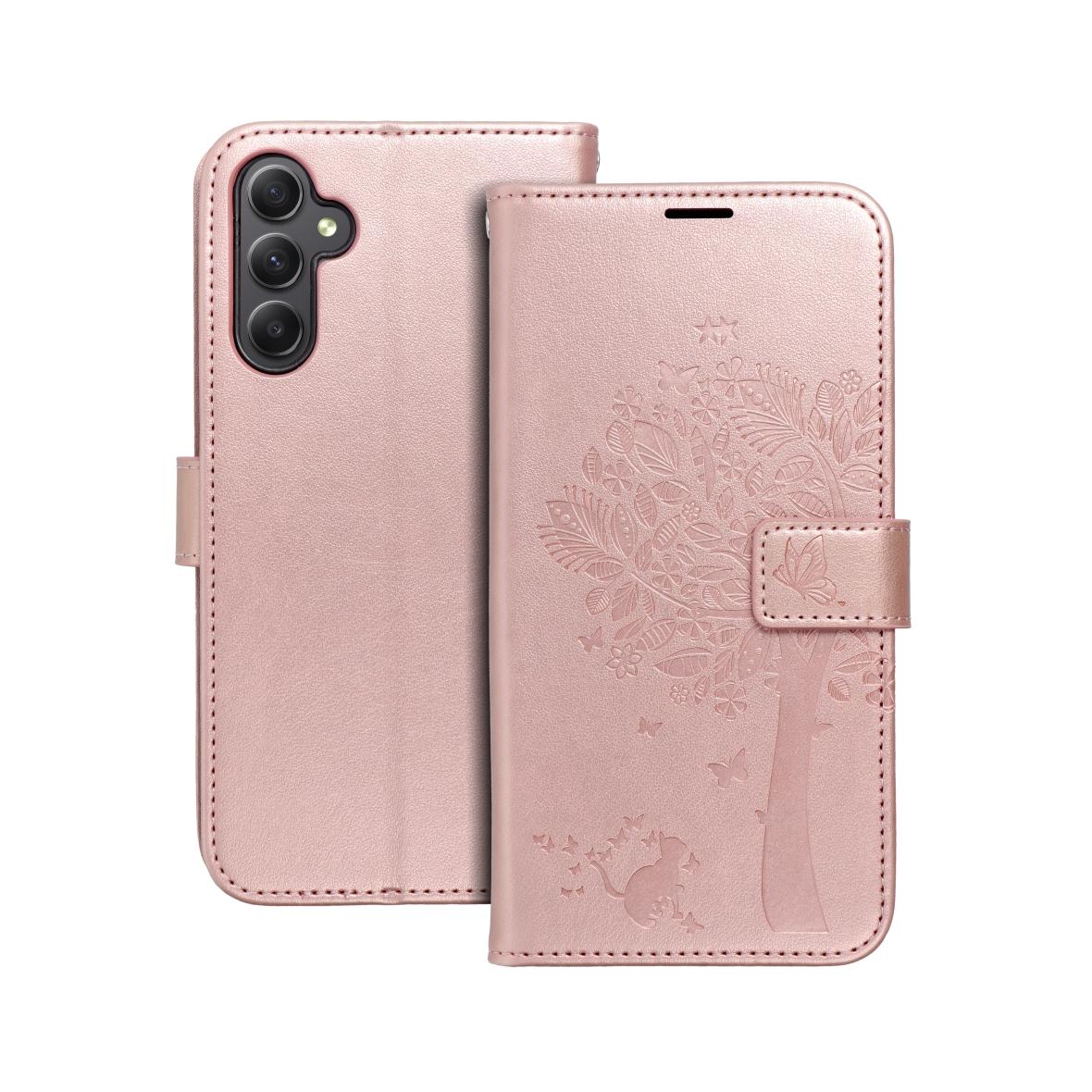 Etui z klapką na Samsung A34 5G Mezzo Book drzewo złoto-różowe