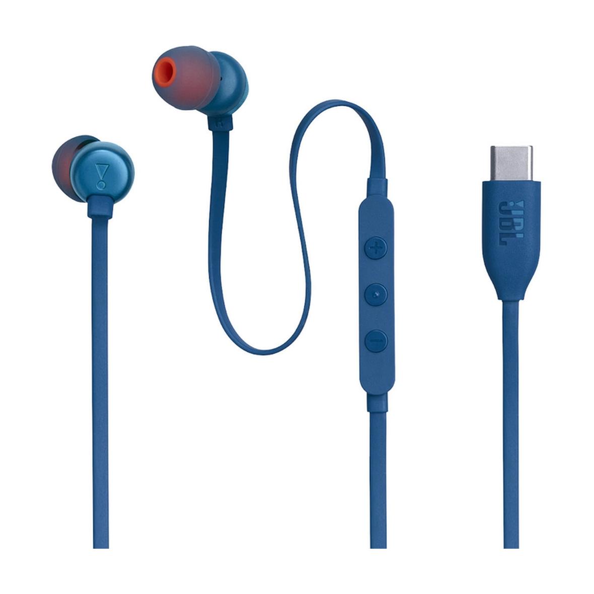 Słuchawki przewodowe douszne USB C JBL Tune 310C niebieskie