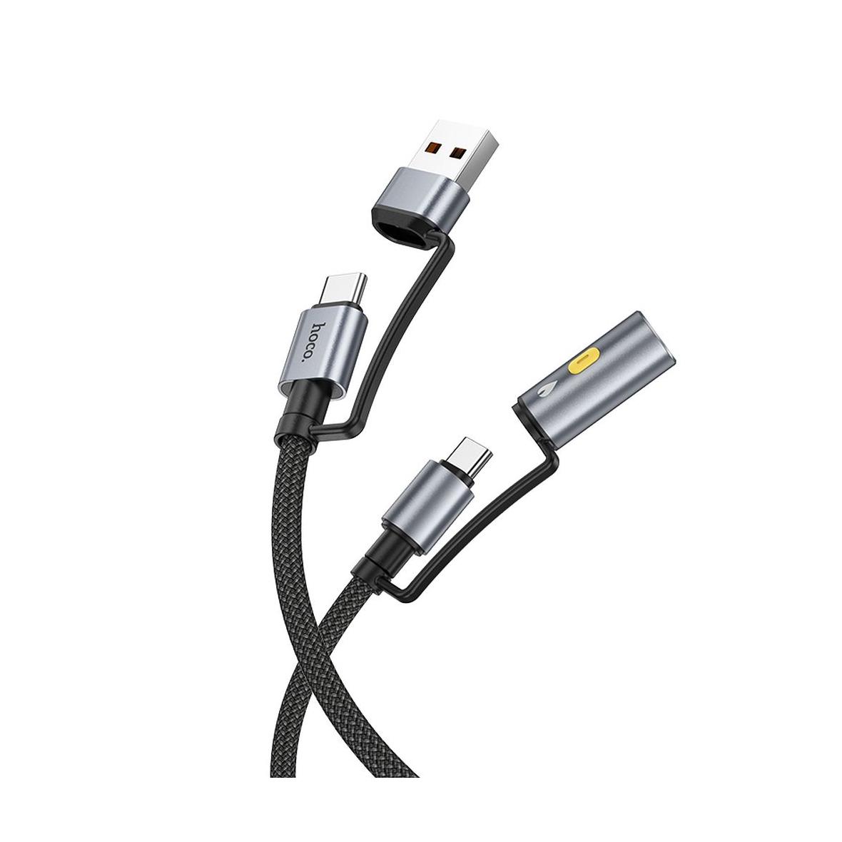 Kabel All-in-one USB A / USB C do USB C / zapalniczka samochodowa Hoco 3A 60W 1,2 m U138 czarny