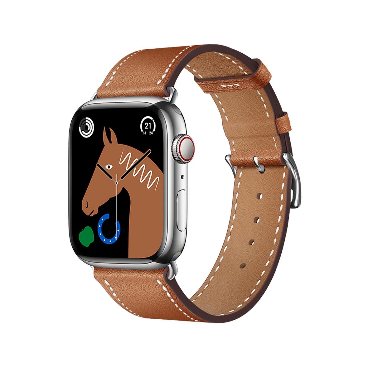 Pasek do Apple Watch Forcell F-Design FA20 dziurki skóra ekologiczna 42 / 44 / 45 / 49 mm brązowy