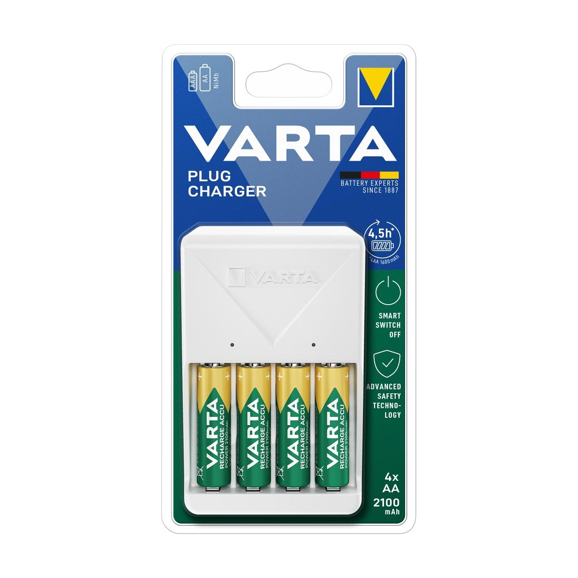 VARTA ładowarka PLUG CHARGER 57657 + 4 x bateria akumulatorowa R6 (AA) 2100mAh