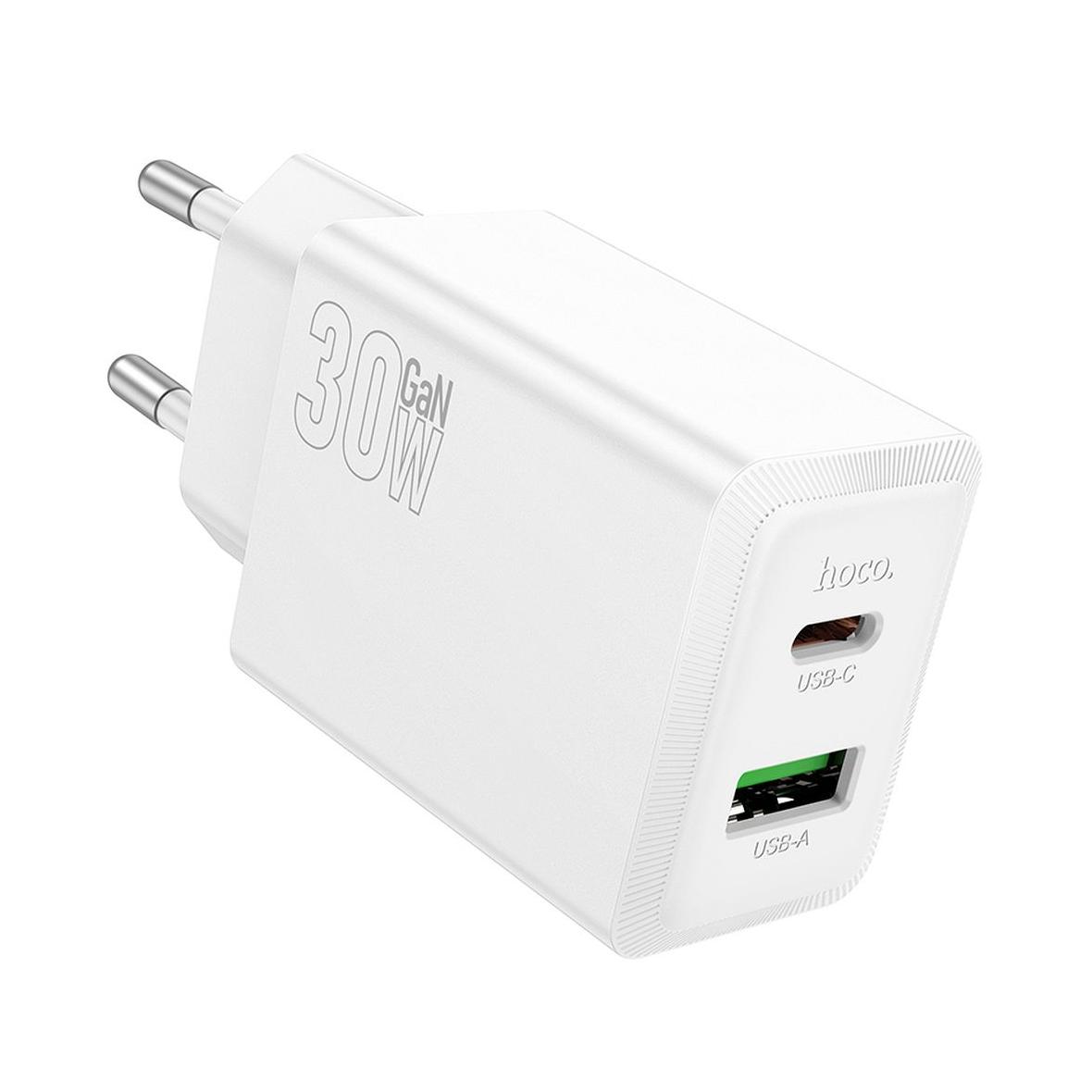 Ładowarka sieciowa do telefonu Hoco USB A + USB C QC3.0 PD AFC 3A 30W N71 biała
