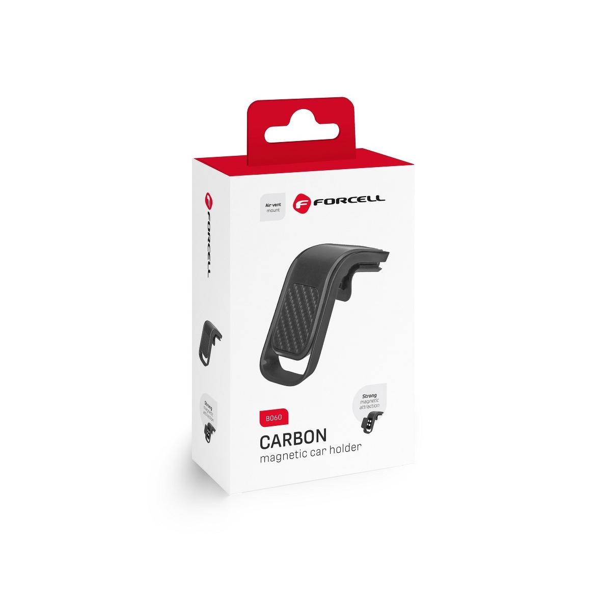 Uchwyt na telefon do samochodu uniwersalny Forcell F-Grip Carbon B060 do kratki czarny