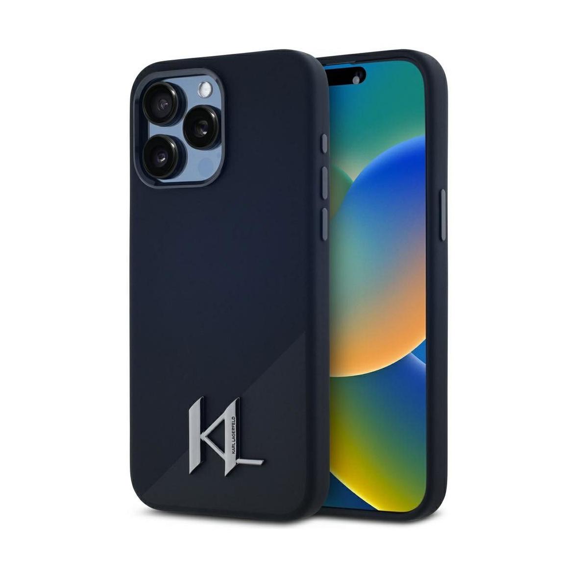 KARL LAGERFELD futerał do IPHONE 15 Pro Max kompatybilny z MagSafe KLHMP15XSCMKMPCK (Silicone Initial Metal Logo) czarny