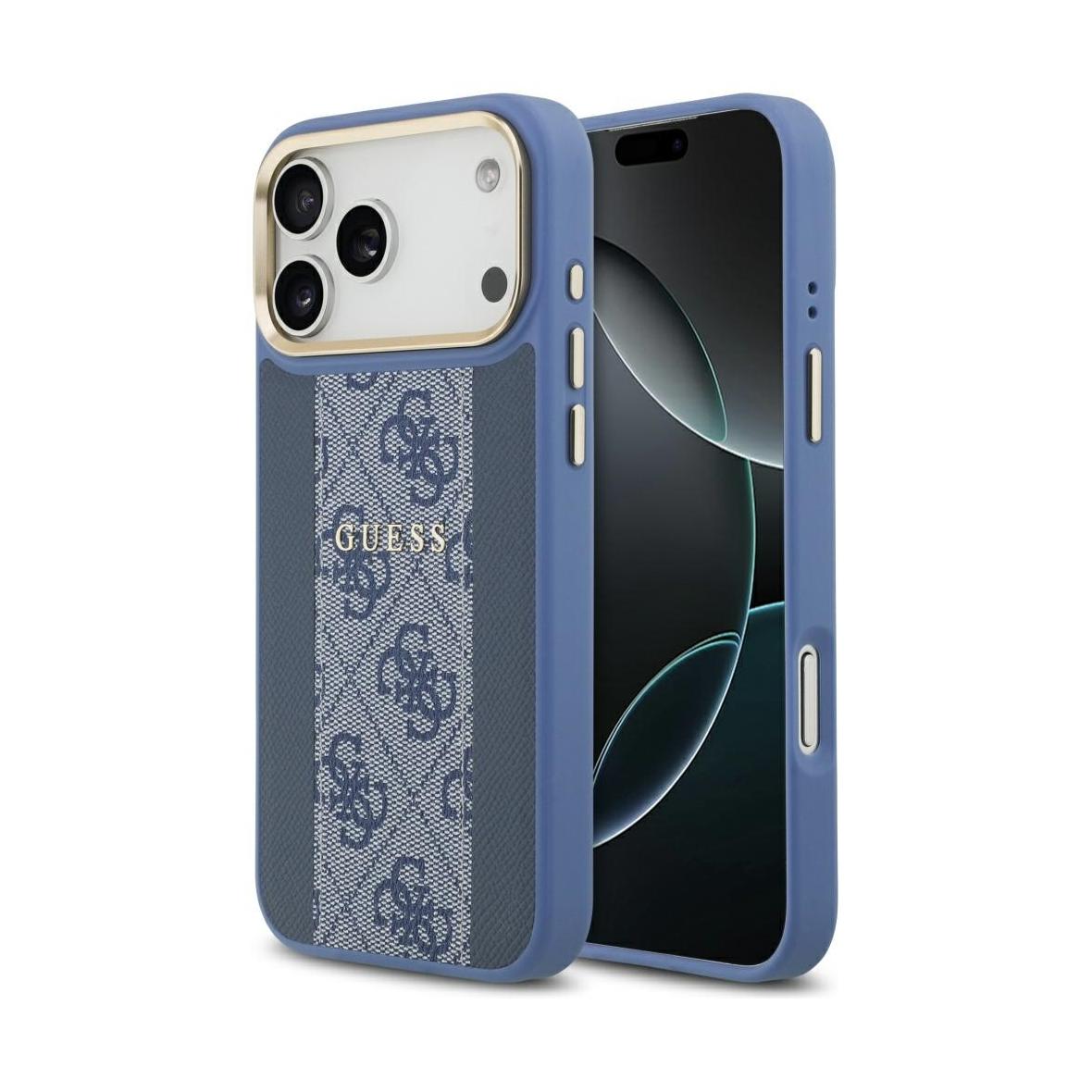 GUESS futerał do IPHONE 17 Pro Max kompatybilny z MagSafe GUHMP17XPG4SEMCB (PU W/ 4G Stripe) niebieski