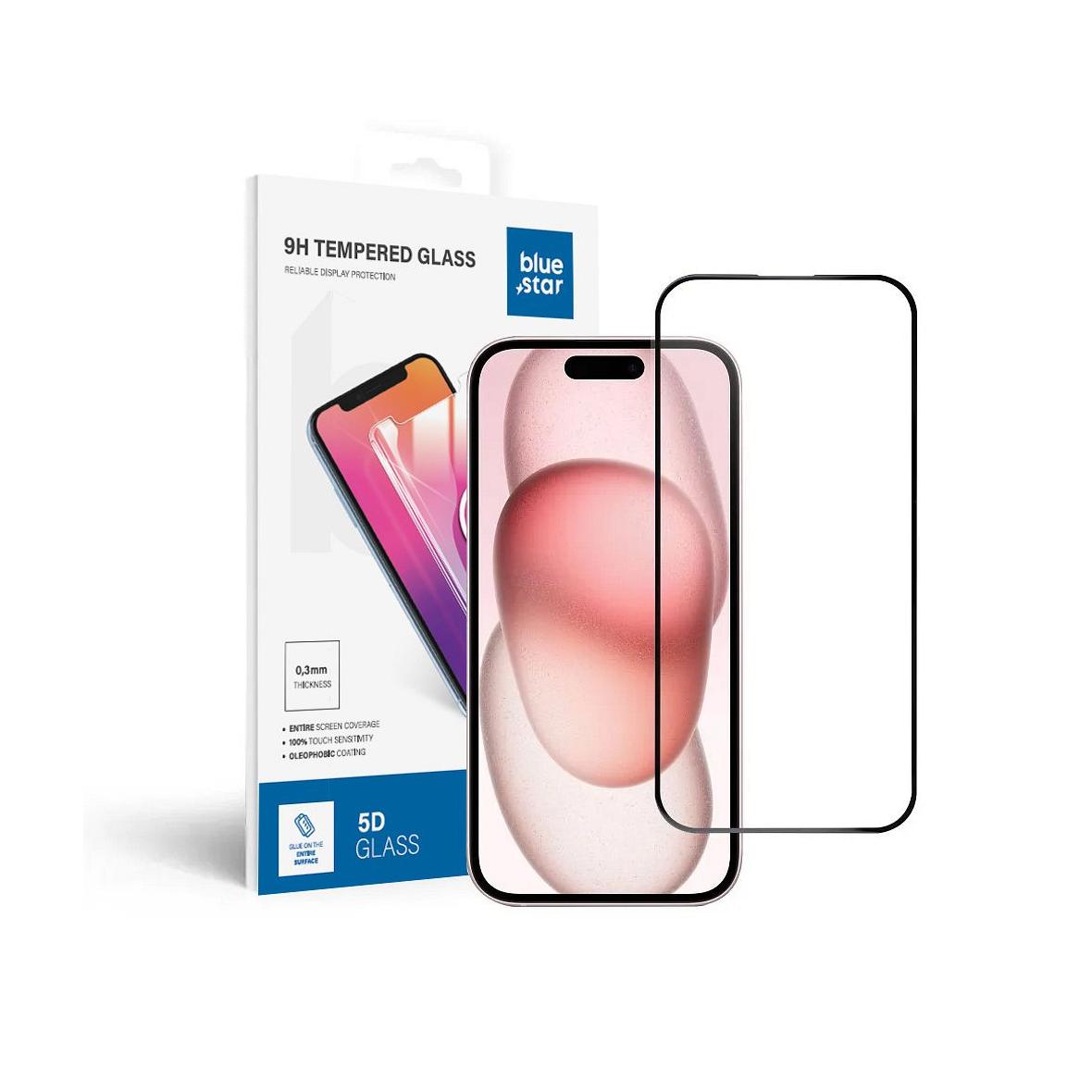 Szkło hartowane do iPhone 15 / 16 (full glue) Blue Star 5D czarne