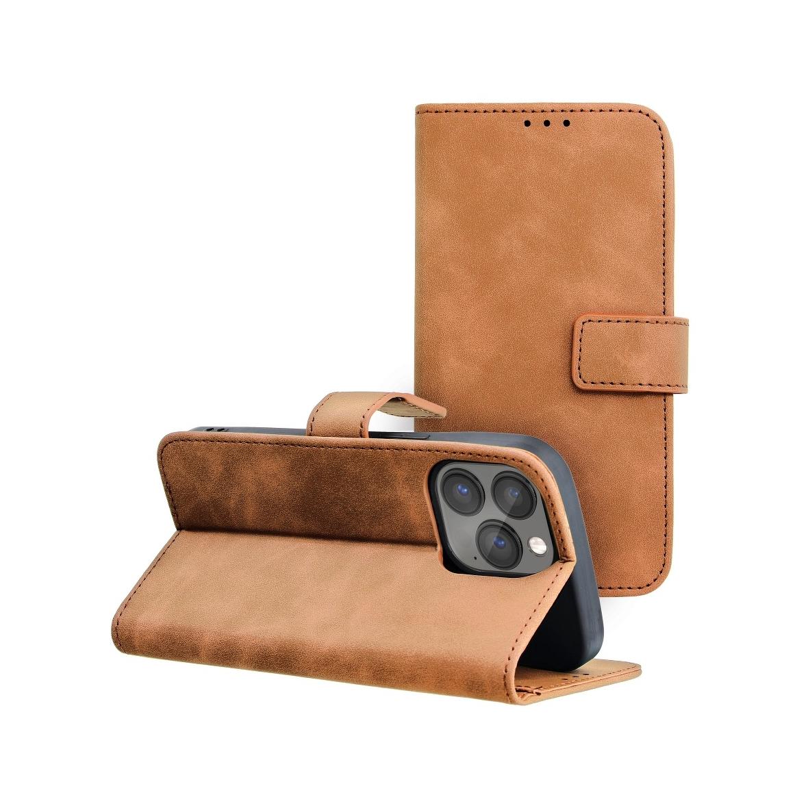 Etui z klapką na iPhone 13 PRO Tender Book brązowe