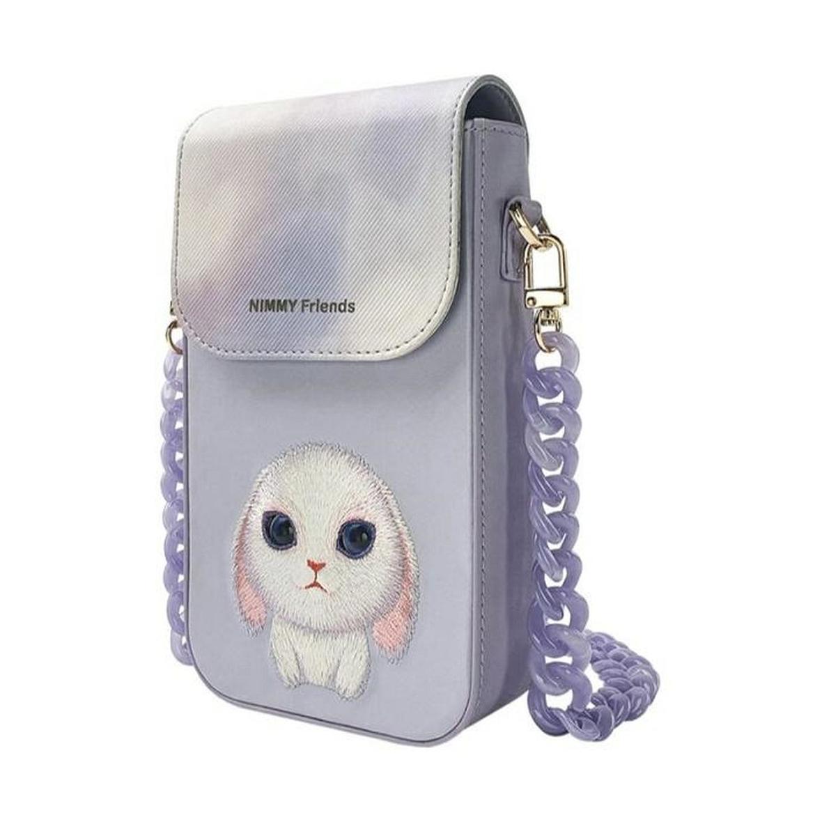 NIMMY zestaw 3w1 torebka na telefon + protfel + etui na lokalizator BIG EYED PET 2.0 Rabbit fioletowy