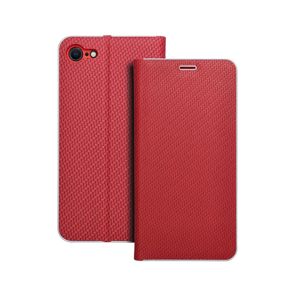 Etui z klapką na iPhone 7 / 8 / SE 2020 / SE 2022 Luna Book Carbon czerwone